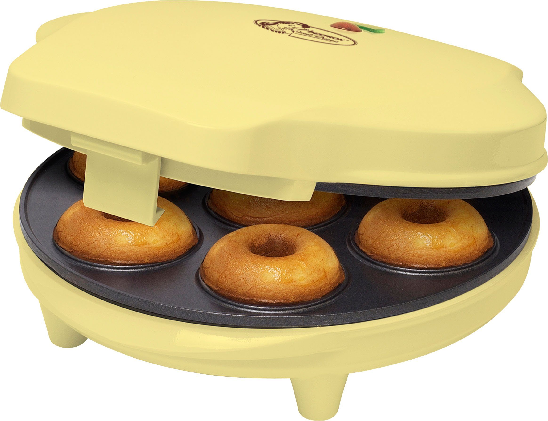 bestron Donut maker ADM218SD Sweet Dreams in retrodesign, antiaanbaklaag, geel