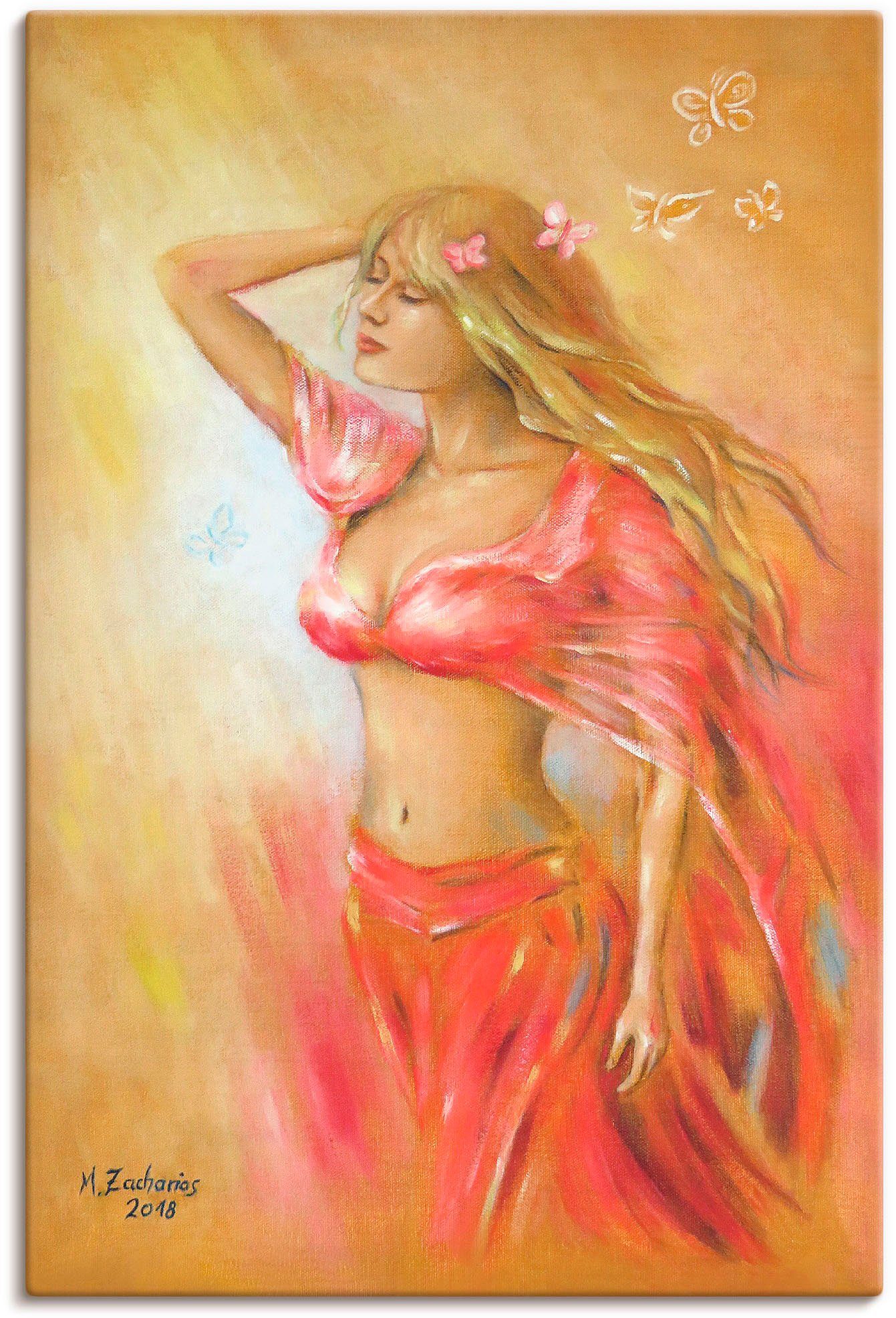 Artland Artprint Verleidelijk meisje in rode jurk als artprint op linnen, poster in verschillende formaten maten foto schilderijen maat 60 cm x 90 cm