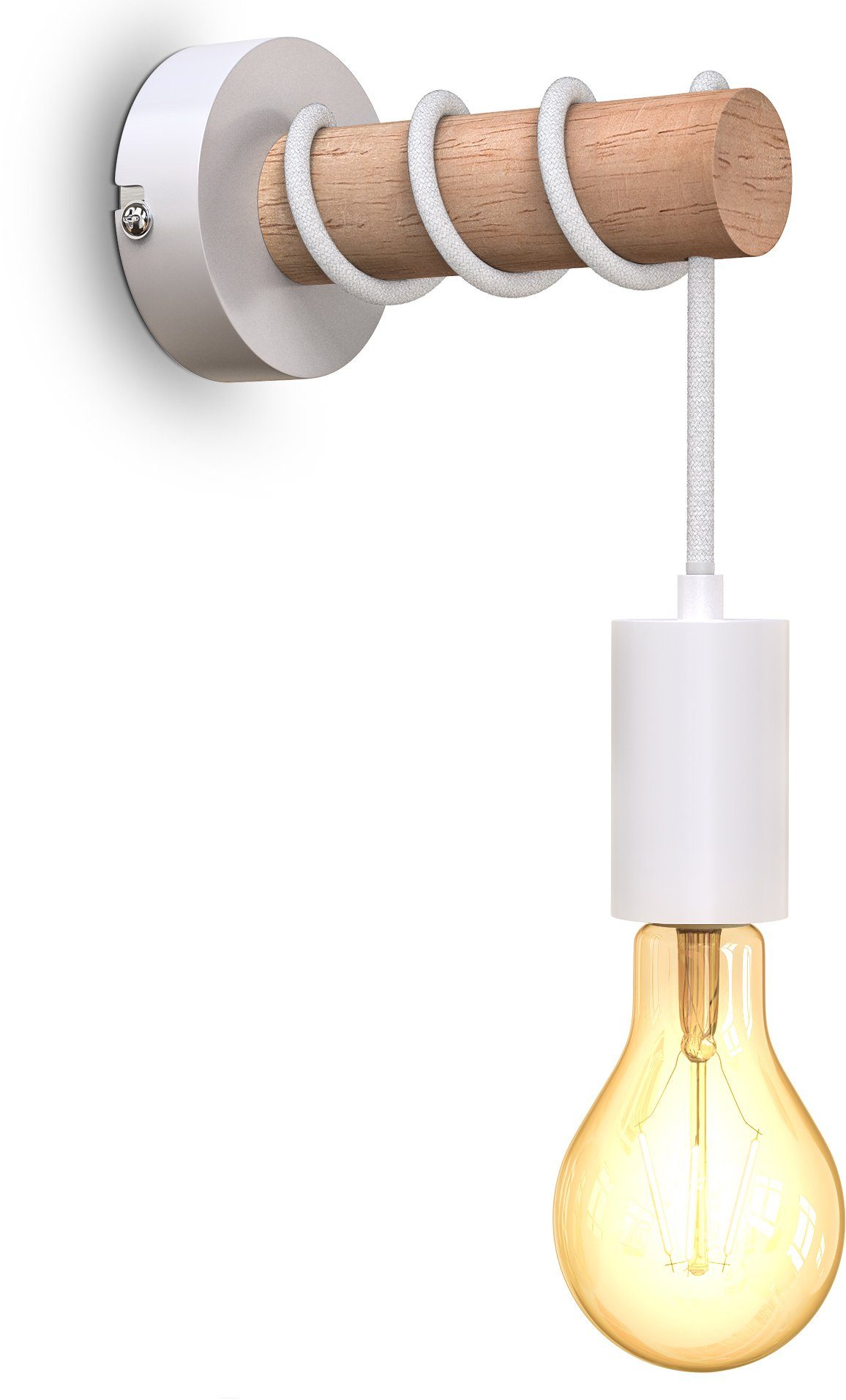 B.K.Licht Wandlamp Wandlamp, 1-vlamig, vintage, industrieel ontwerp, retro, staal, hout plafondlampen