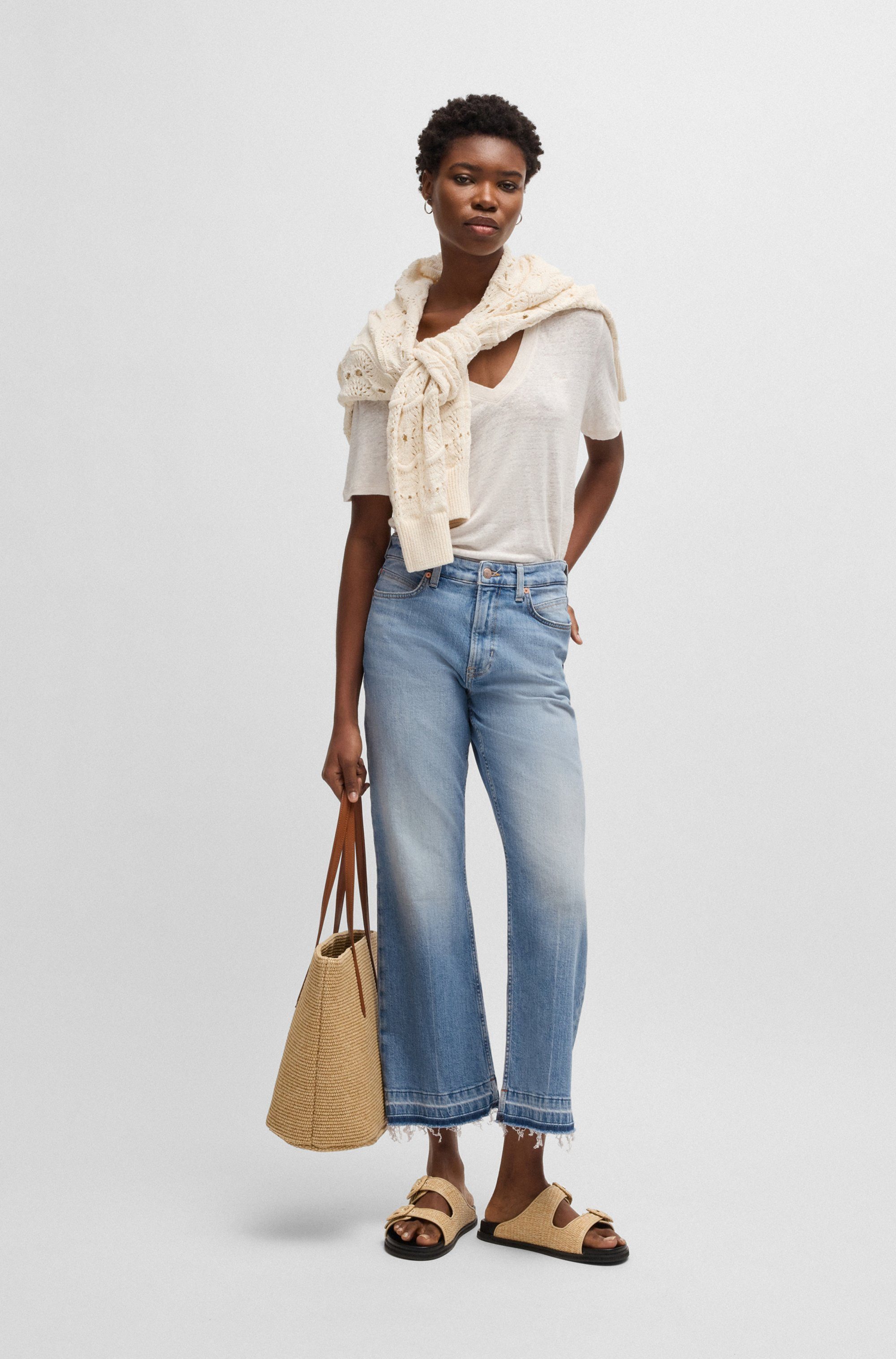 Boss Orange Wijd uitlopende jeans in cropped model (BOSS ORANGE DENIM)