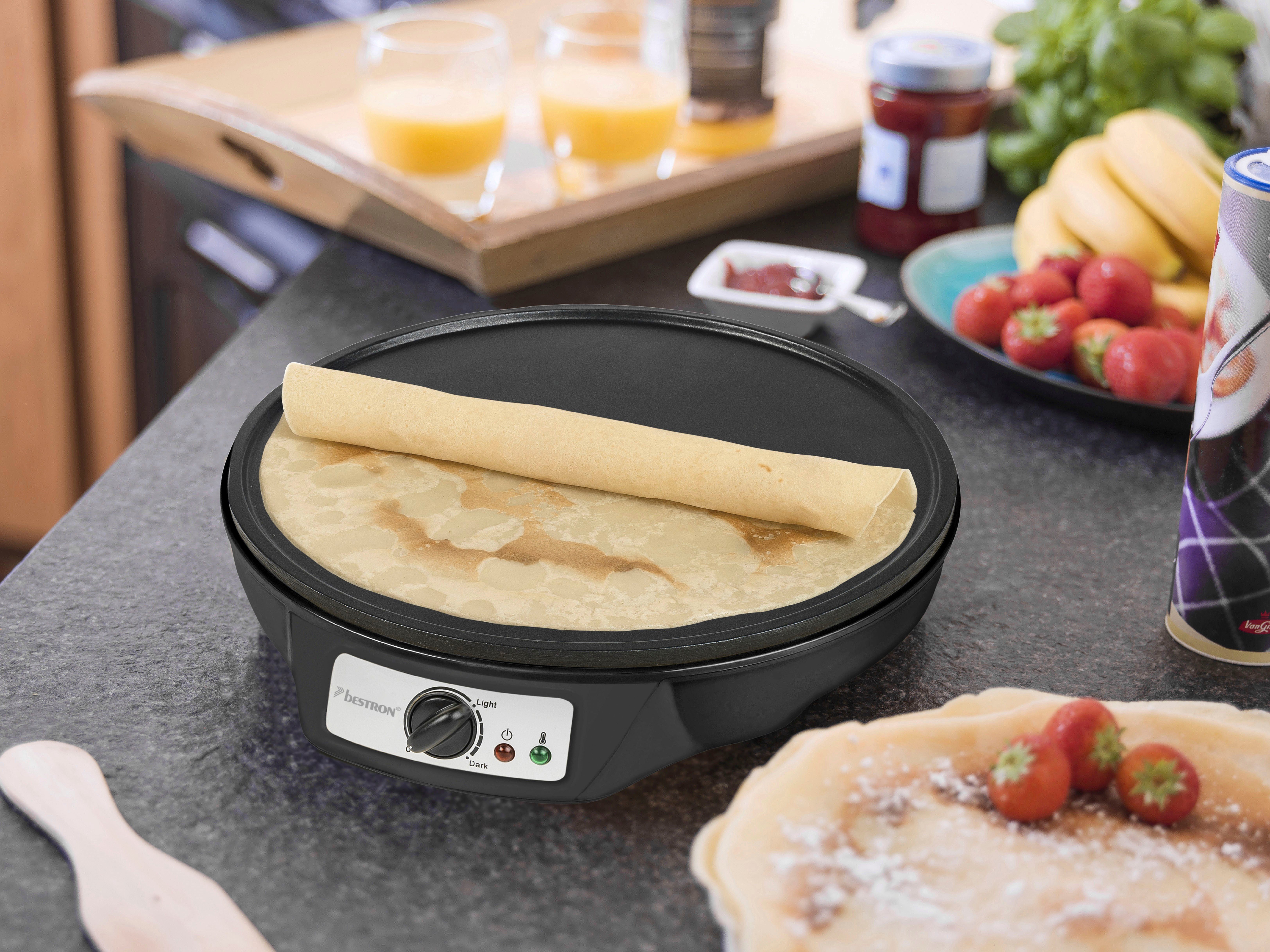 bestron Crêpe maker ASW602 in retro ontwerp, voor crêpes met Ø 30 cm inclusief deegverdeler & crêpesspatel, antiaanbaklaag