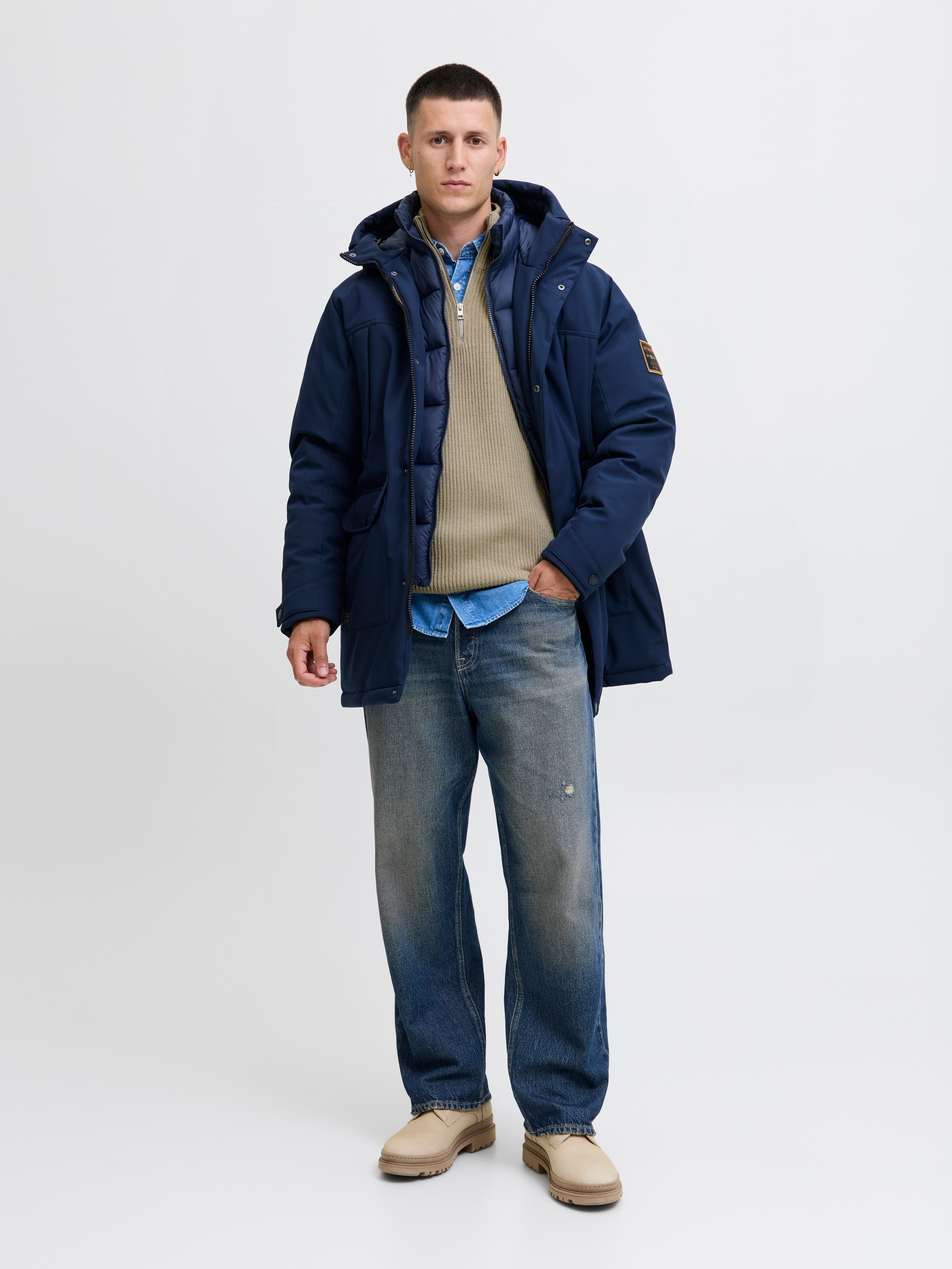 Jack & Jones Schipperstrui JJPANNEL KNIT HALF ZIP AW25