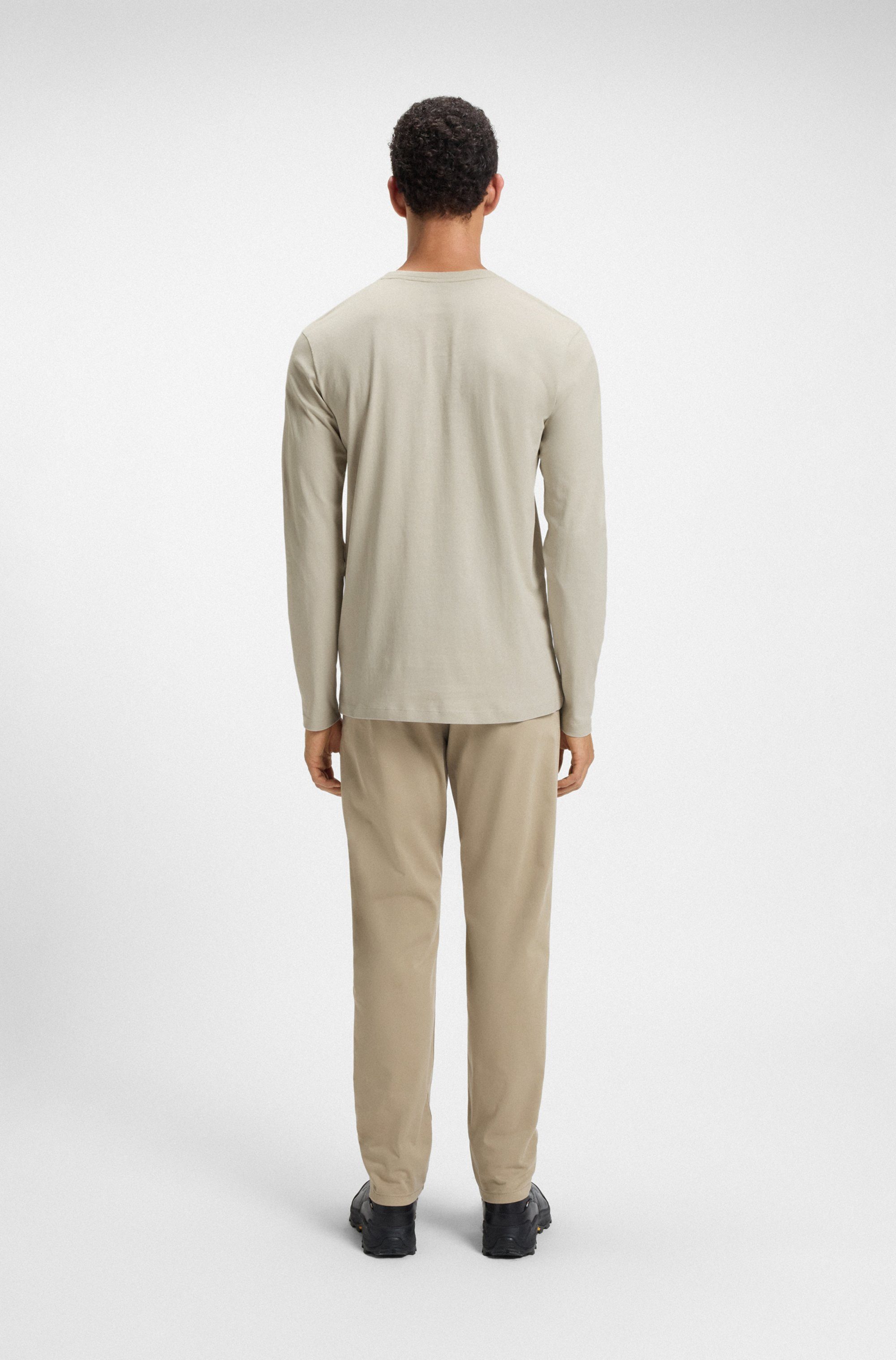 Boss Orange Shirt met lange mouwen Tacks met merkembleem op de borst
