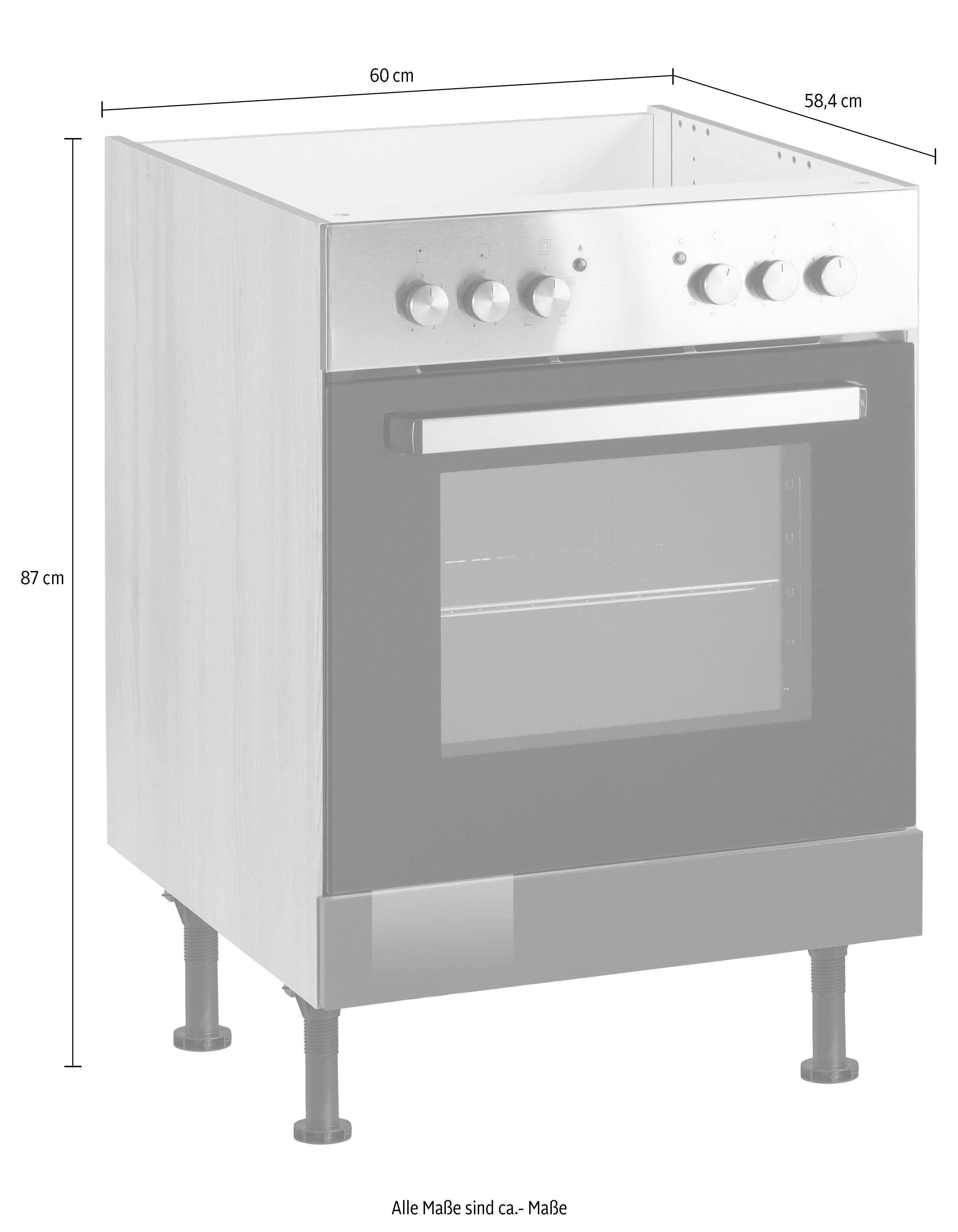 OPTIFIT Ombouwkast voor oven Bern 60 cm breed, met in hoogte verstelbare stelpoten