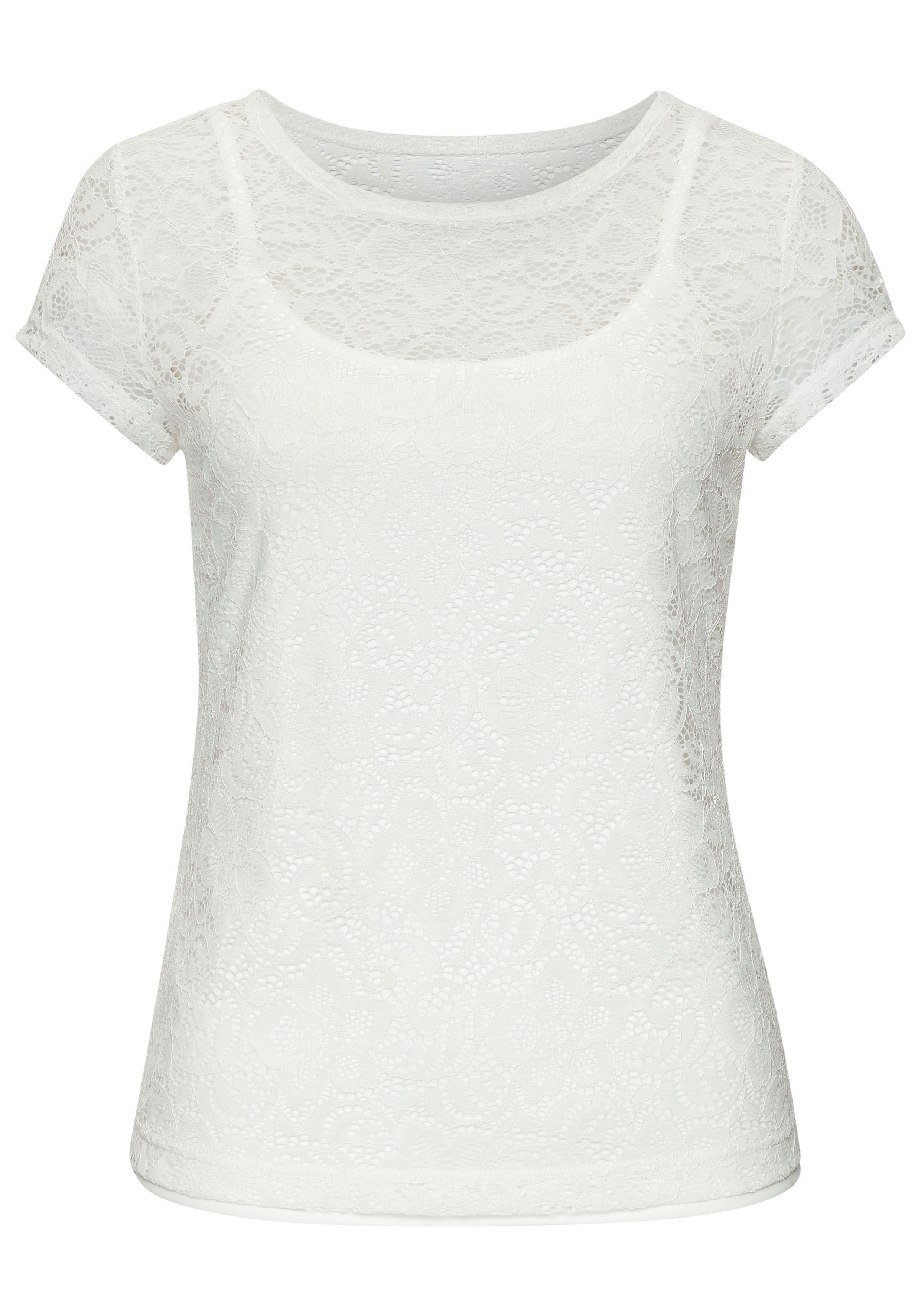 Lascana Kanten shirt met bloemmotief (set, +Top)