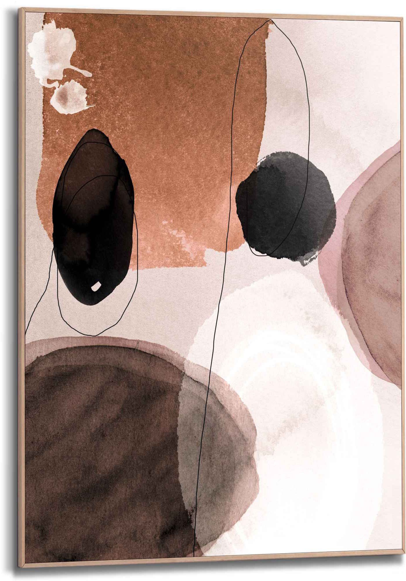 Reinders! Wanddecoratie Ingelijste afbeelding abstracte modellen rond - aardetinten - plekken
