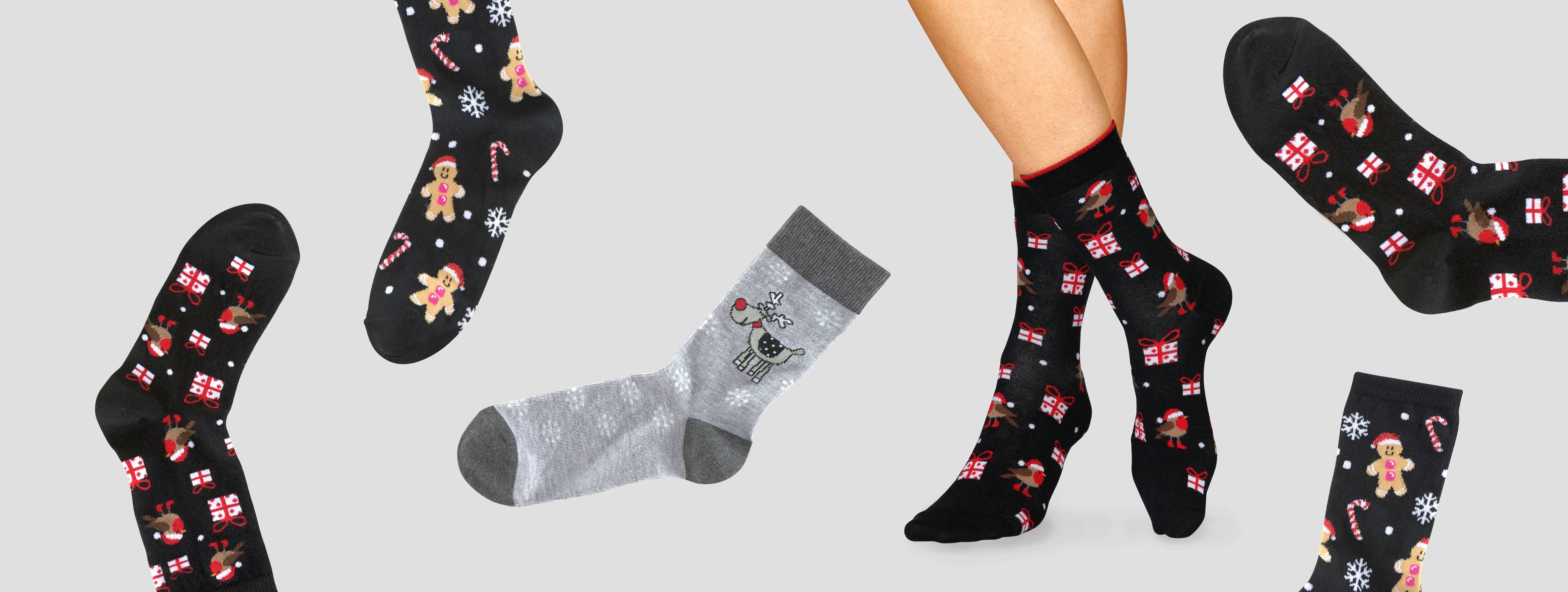 H.I.S Sokken met leuke kerstmotieven (set, 3 paar)