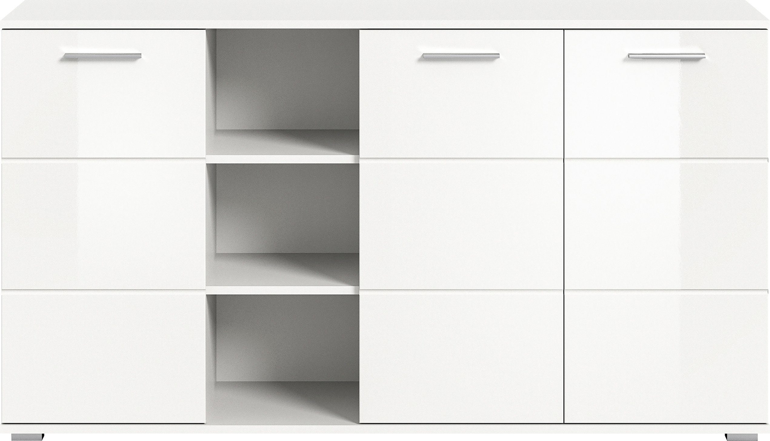 INOSIGN Dressoir Valge, Breedte 150 cm, 3 Deuren, 4 in hoogte verstelbare Planken, 3 Open Vakken