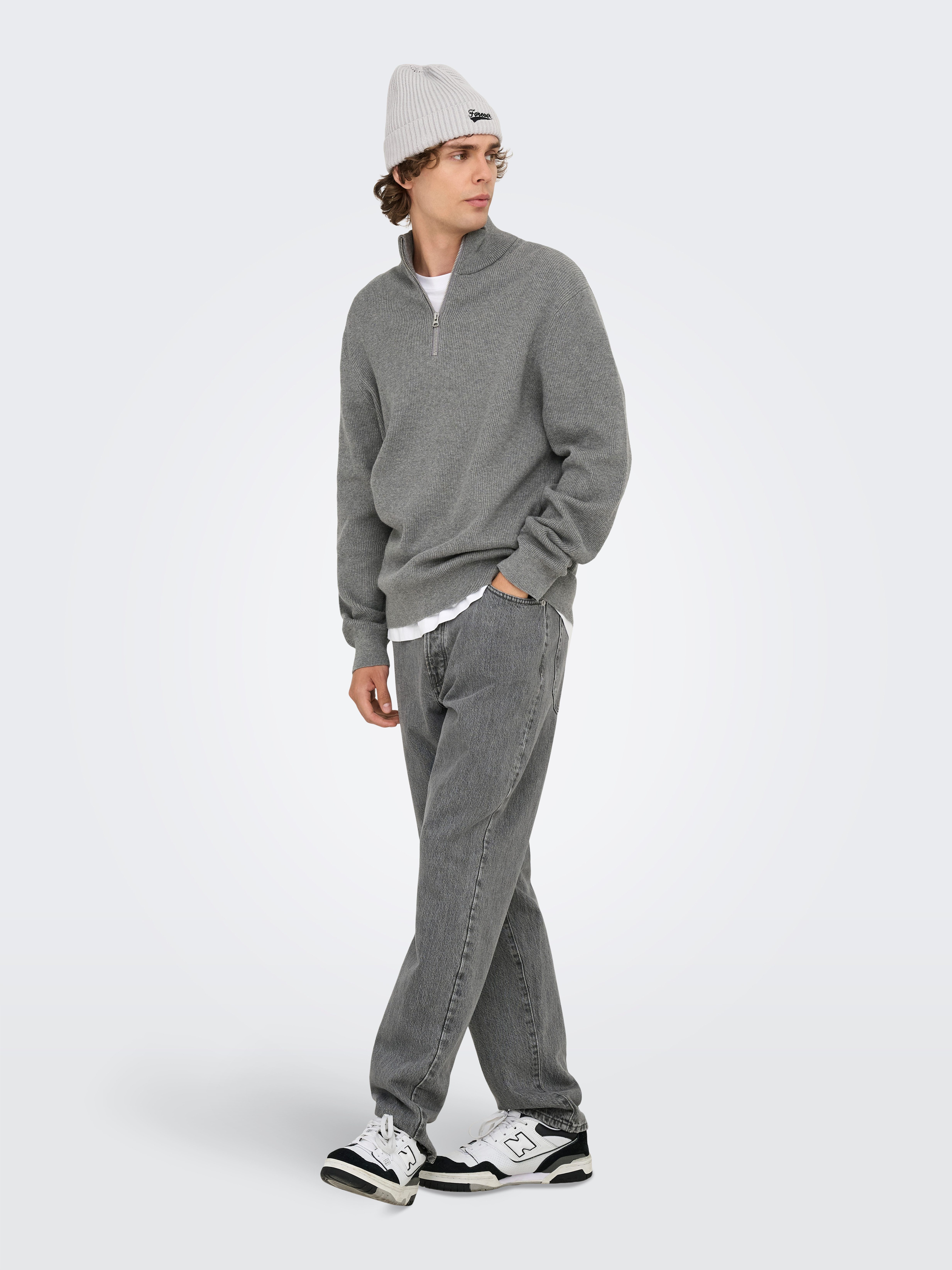 ONLY & SONS Gebreide trui ONSPHIL REG 12 STRUC HALF ZIP KNIT NOOS
