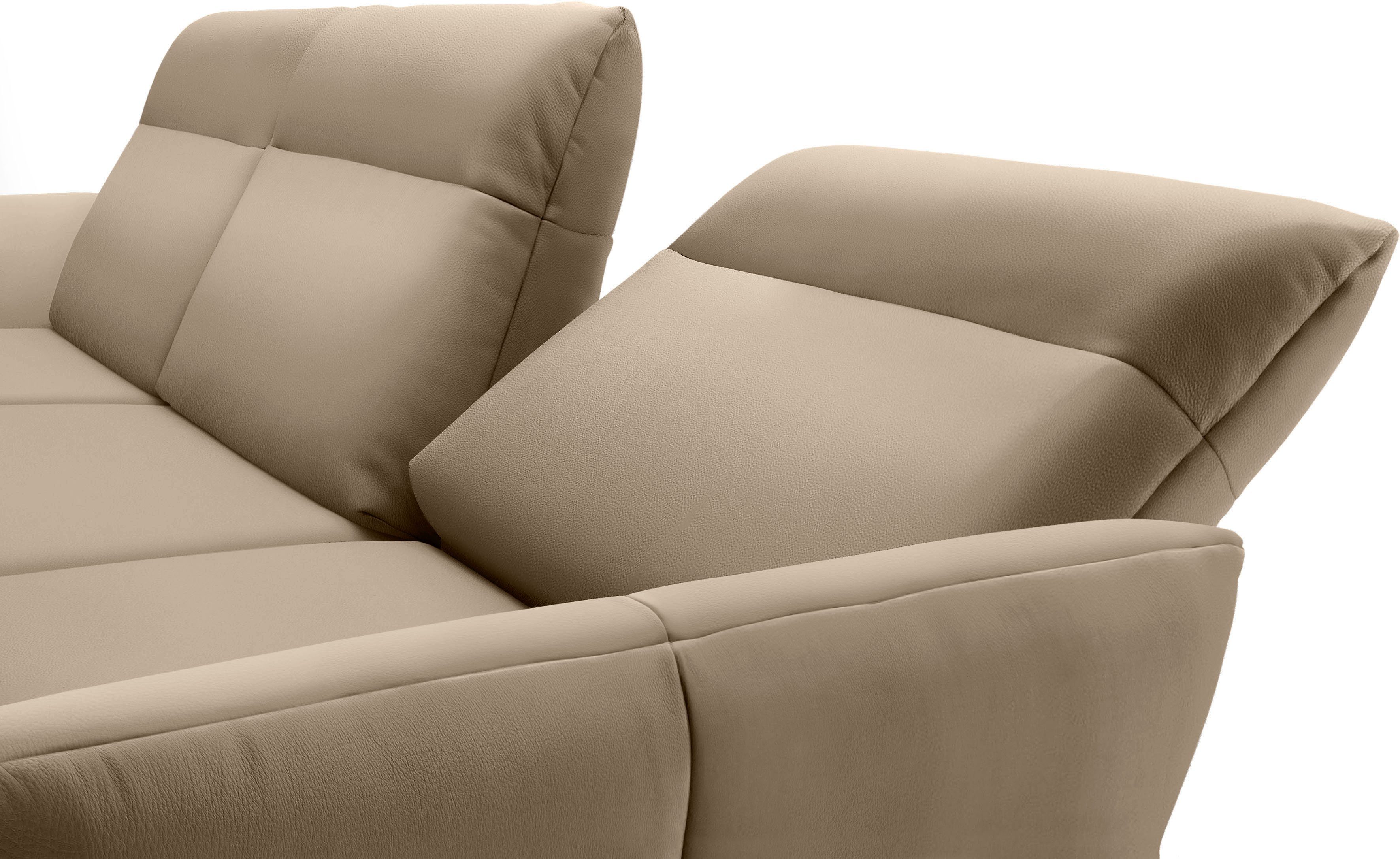 Creation BY ROLF BENZ Hoekbank Hs.460 Sokkel in walnotenhout, onderstel in umbra grijs, breedte 338 cm