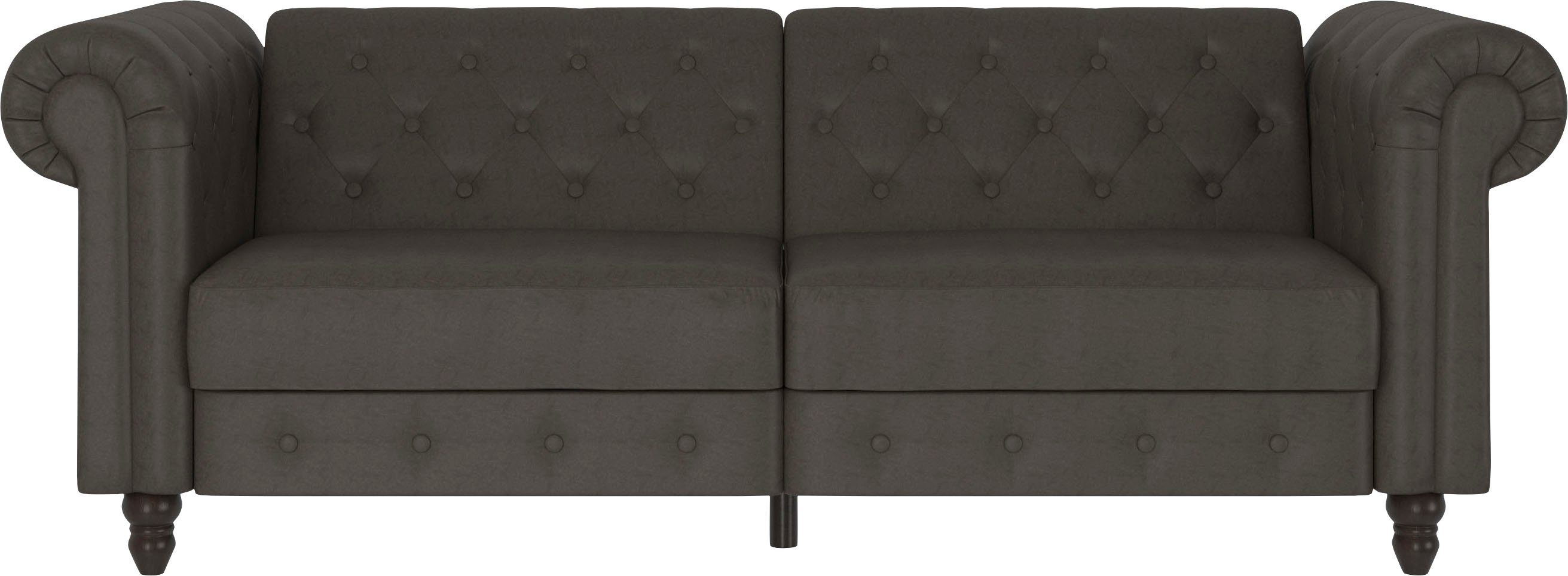 Dorel Home 3-zitsbank Felix, slaapbank 236 cm(ligoppervlak 108 x 190 cm), rugleuning 3-voudig verstelbaar, velours, kunstleer, luxe vintage microvezel