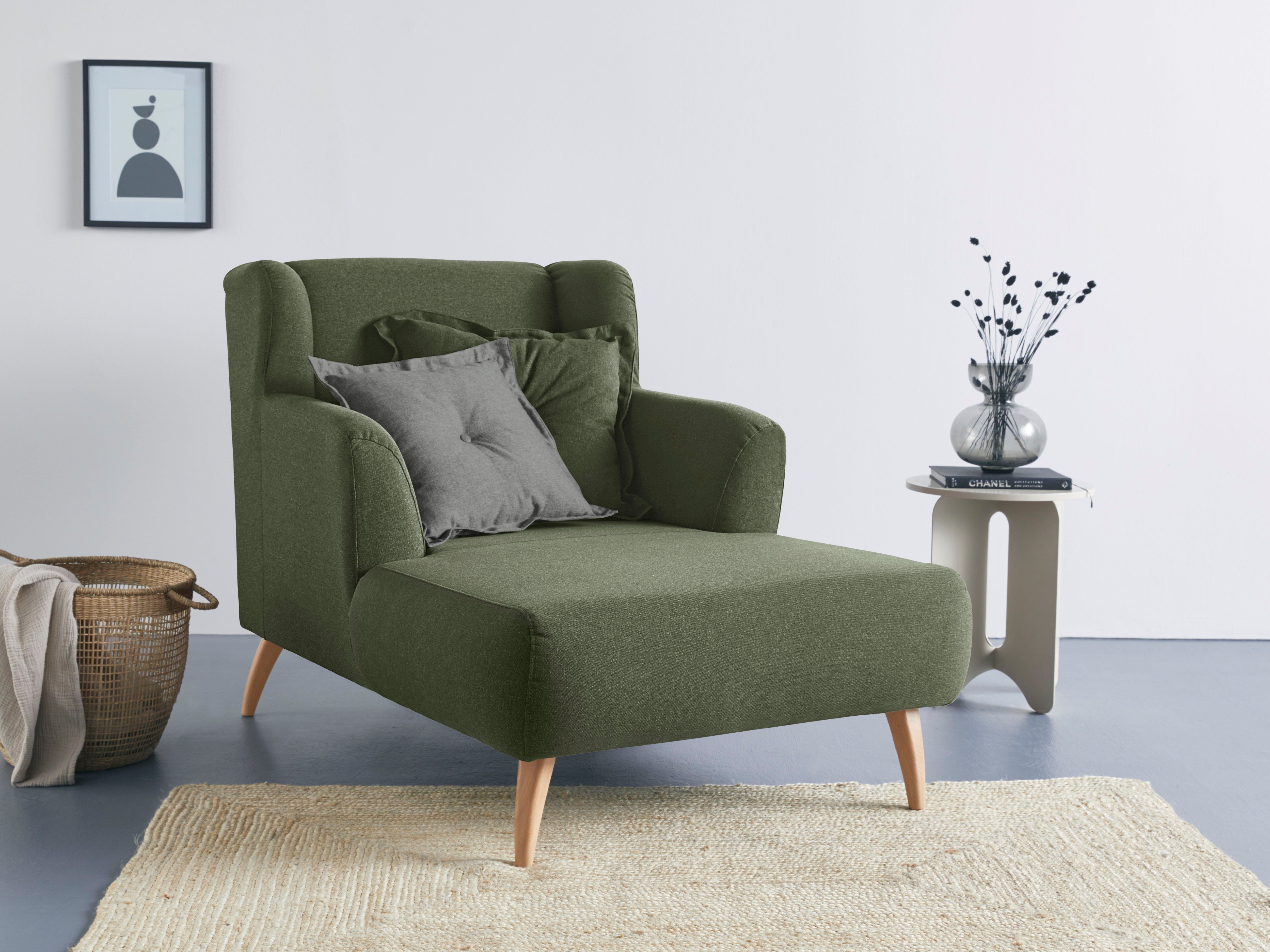 Home affaire Loveseat Baggio met houten voetjes fauteuils groen