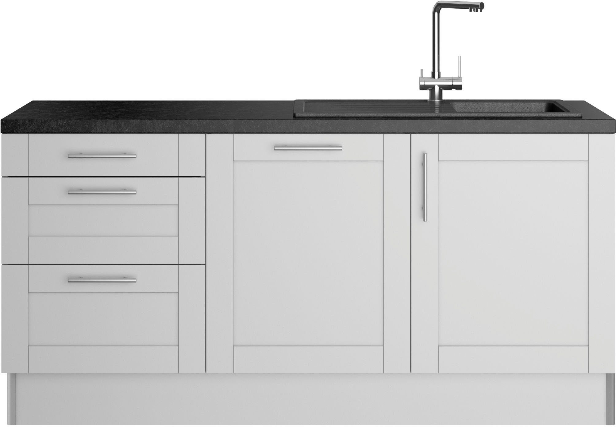 Kochstation Keuken KS-Ahus 180 cm breed, optioneel met elektrische apparaten, soft close functie, mdf fronten keukenkast series maat - grijs