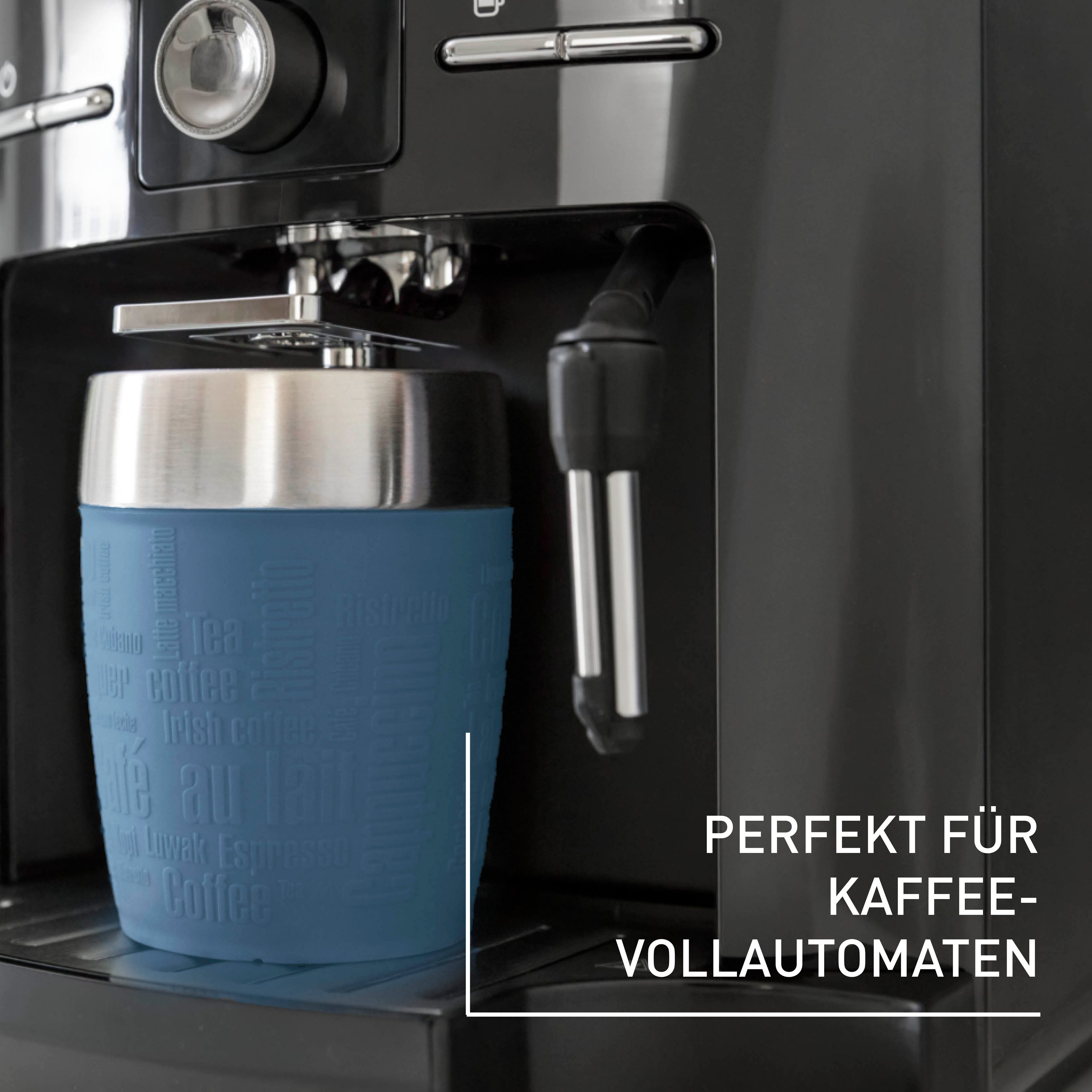 Emsa Thermosbeker Travel Mug 0,2 liter, roestvrij staal, drink- en ijsbeker, rubberen manchet (1-delig)