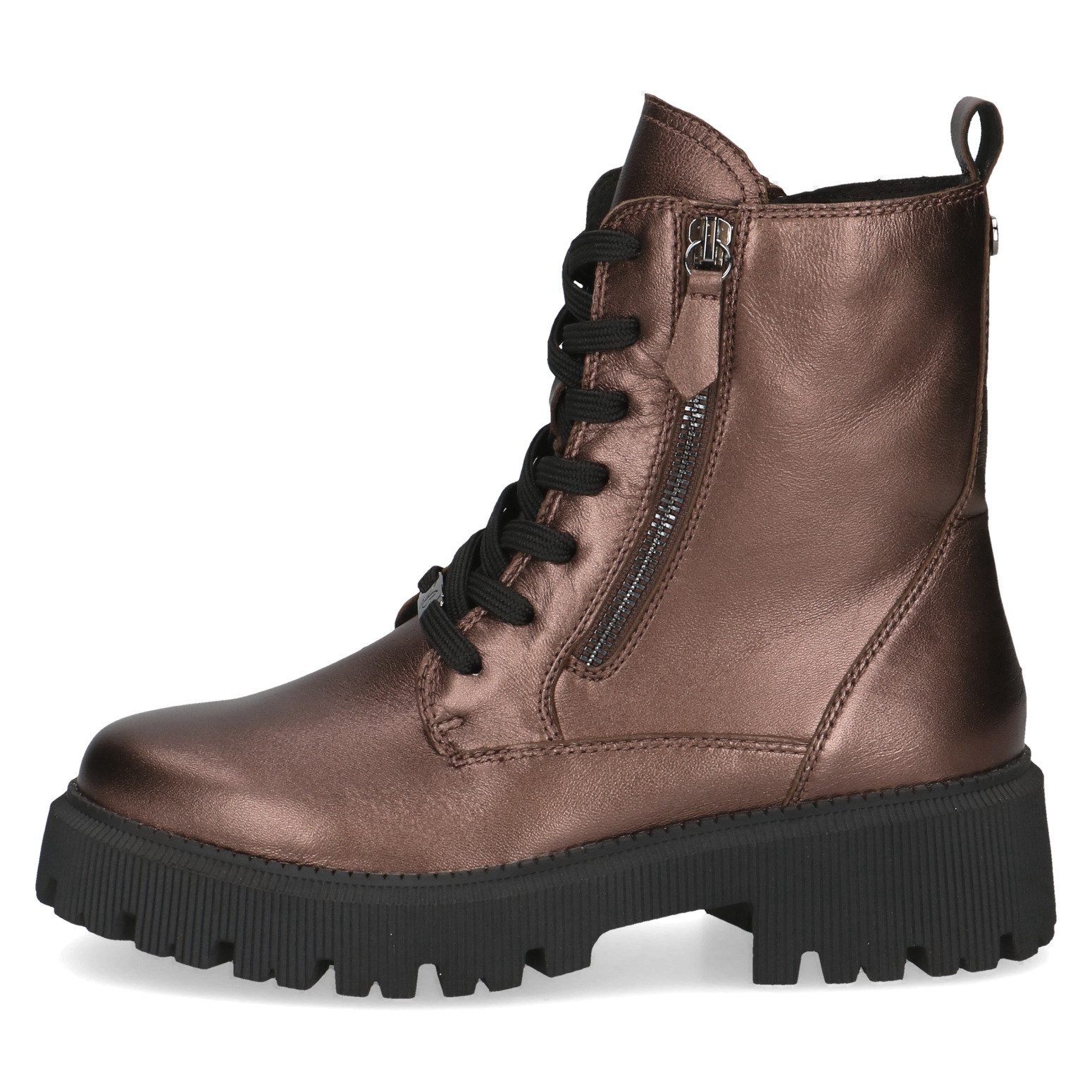 Caprice Veterschoenen , blokhak, veterlaarsje, sierritssluiting aan de buitenkant