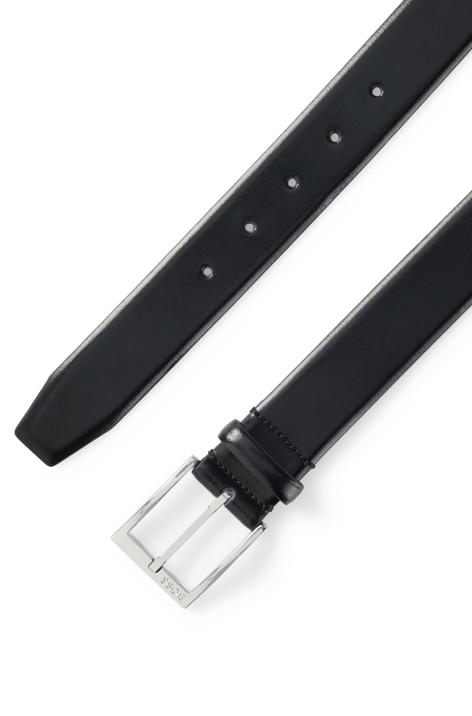 Boss Leren riem Elloy-PC-An_Sz35 met subtiele boss-reliëf op de sluiting