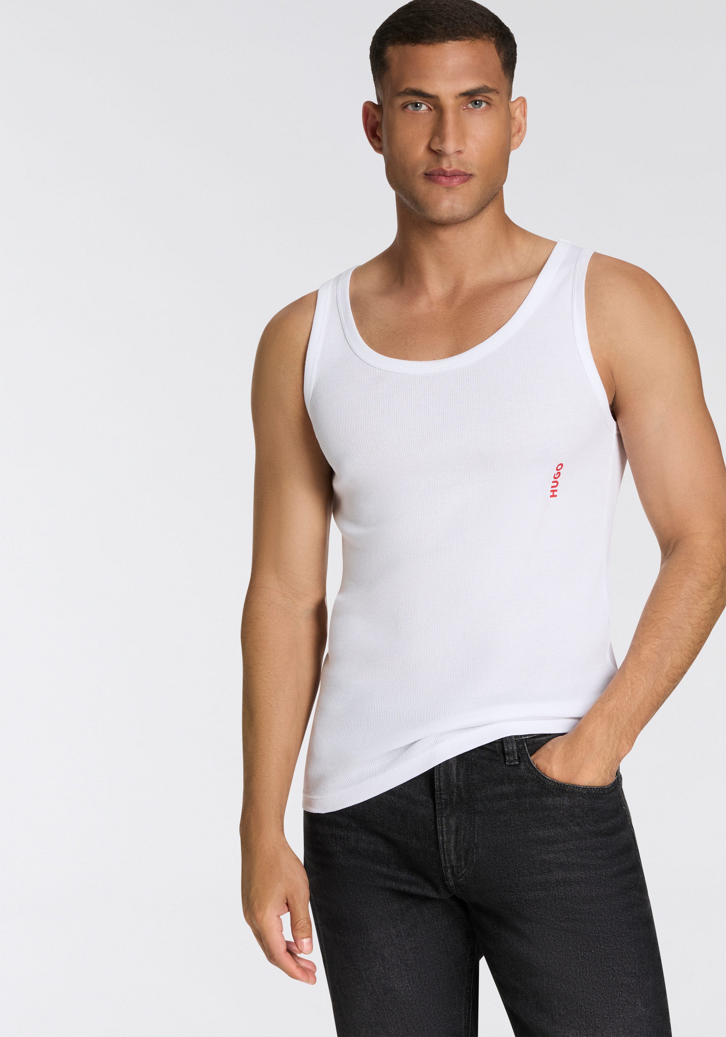 HUGO underwear Geribde tanktop Basic, ronde hals (3-delig, Set van 3)