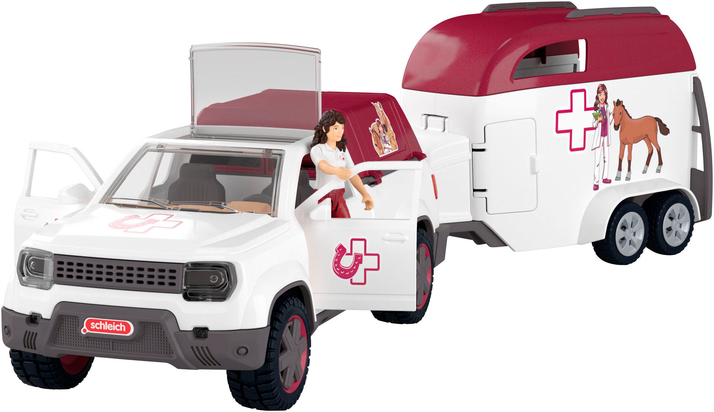 Schleich® Speelgoedauto HORSE CLUB, Mobile Tierärztin mit Anhänger (42704)