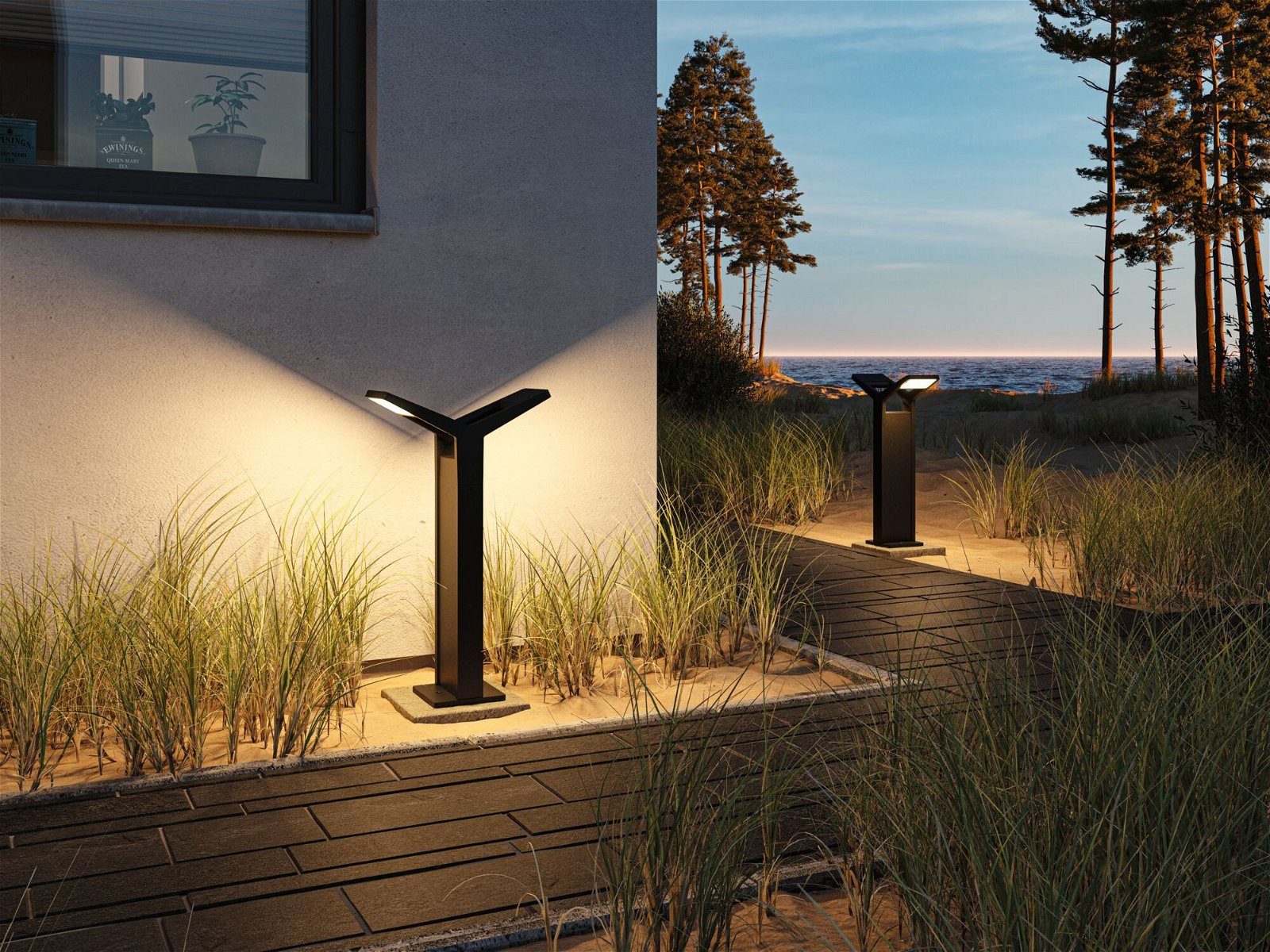 Paulmann Led-bolderlamp Juntea IP44 585mm 3000K 2x12,5W 2x800lm 230V Antraciet + Aluminium (1 stuk)