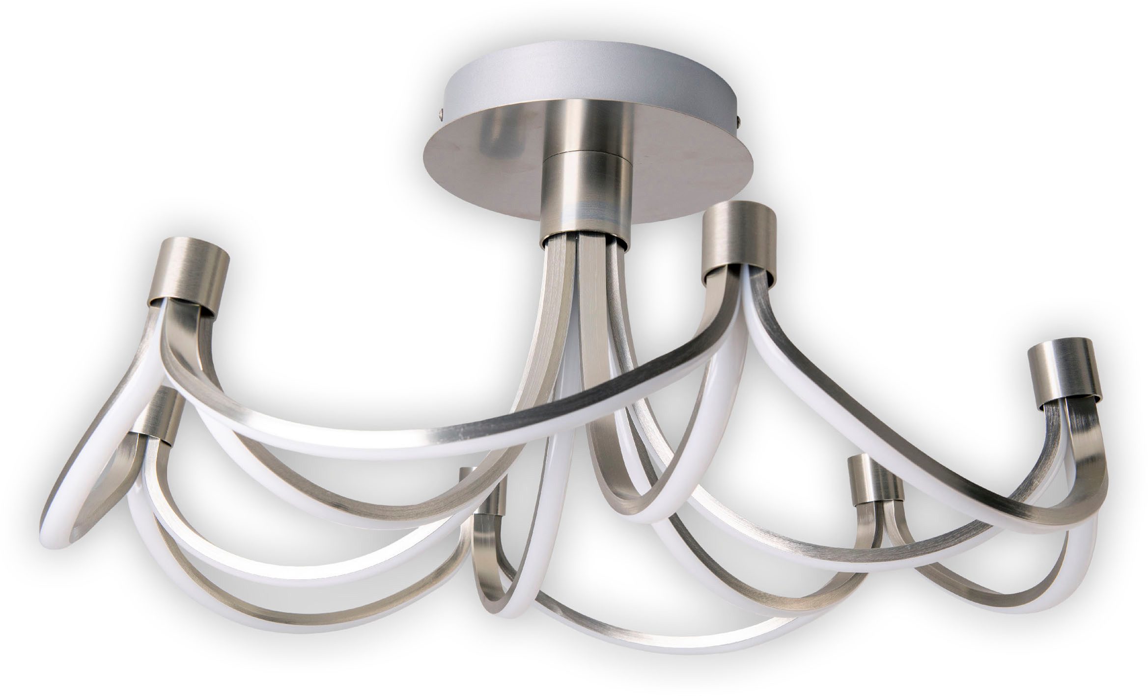 näve Led-plafondlamp Festos Kroon, in 3 stappen dimbaar, nikkel-mat, warmwitte LED, D: 60cm (1 stuk)
