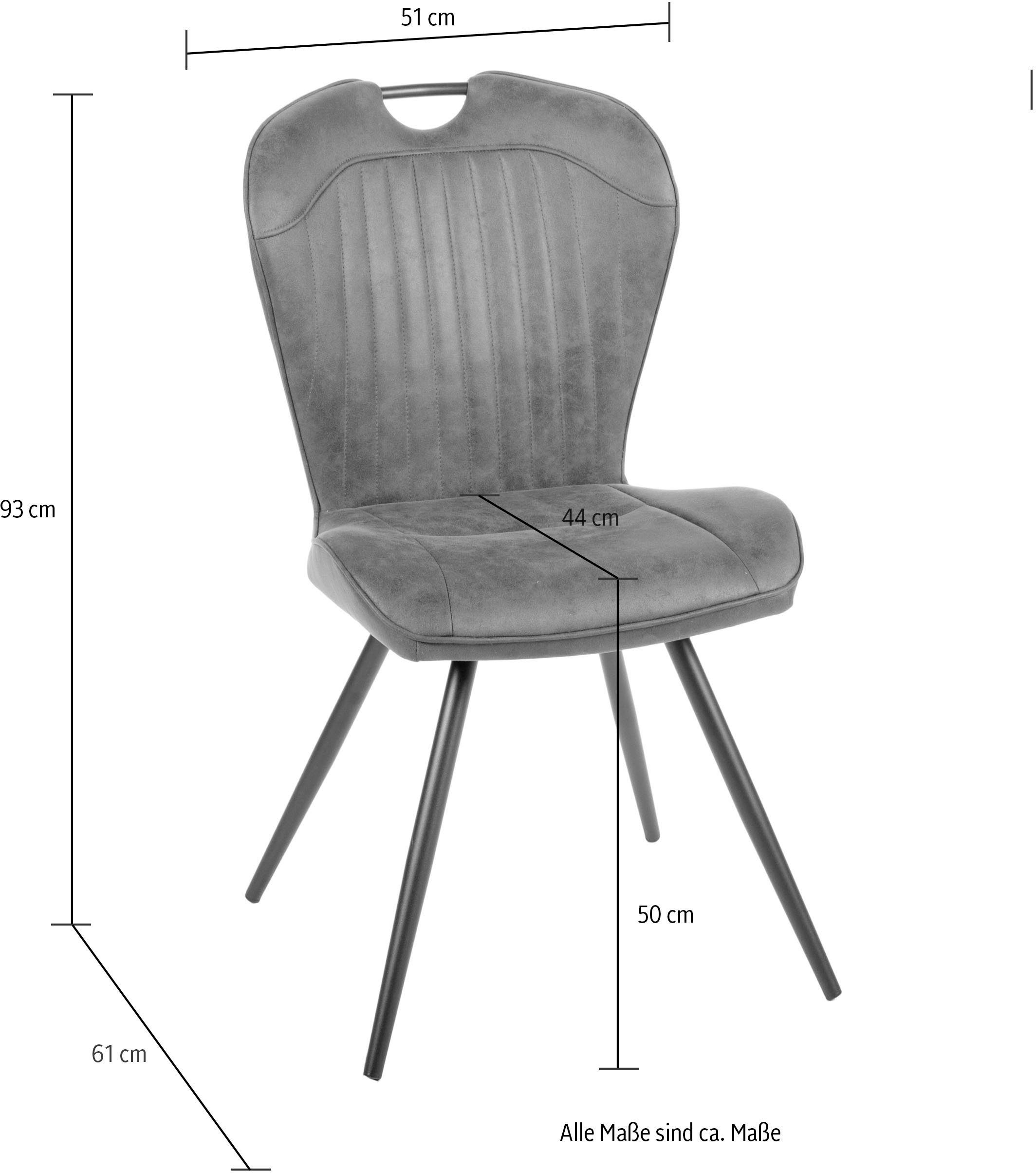 Duo Collection Eetkamerstoel Zoe eetkamerstoel, set van 4 robuuste stof- of microvezelbekleding, met handgreep (set, 4 stuks)