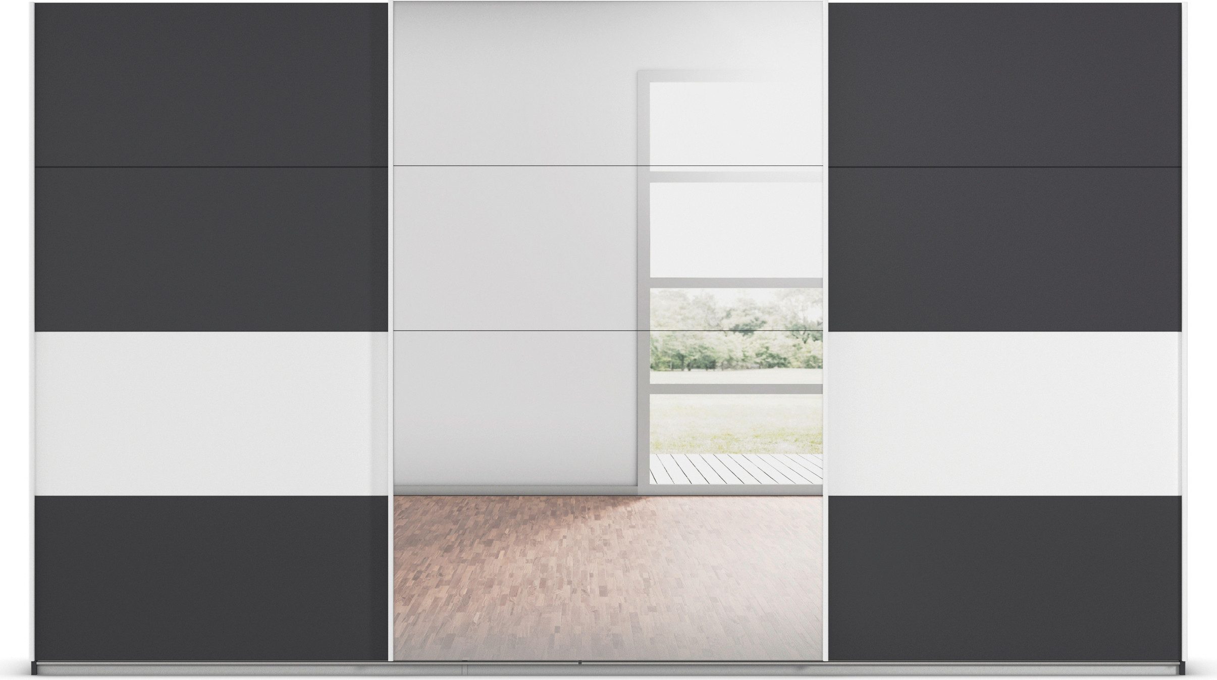 rauch Schuifdeurkast Kledingkast Kast Garderobe CORTONA inclusief indeling, 2 stoffen dozen en extra planken