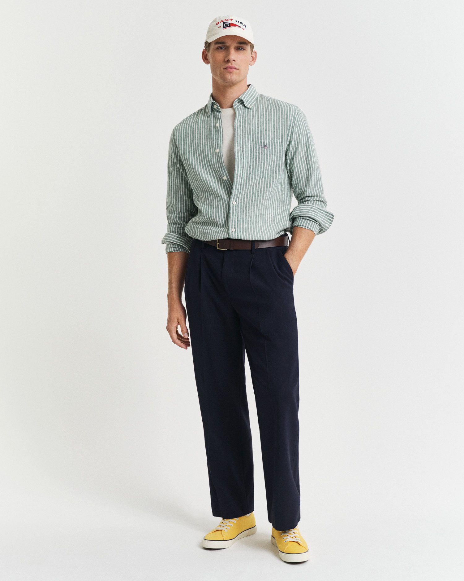 Gant Overhemd met lange mouwen REG COTTON LINEN STRIPE SHIRT