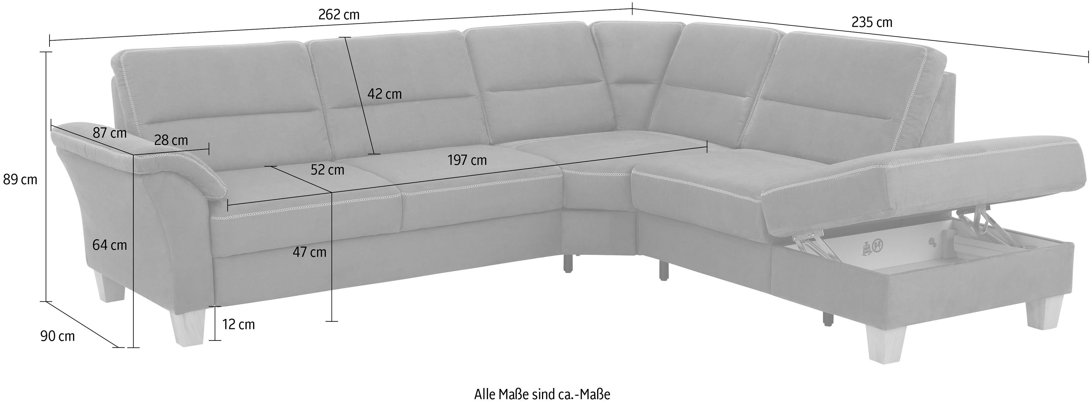 Home affaire Hoekbank Soleo L-model comfortabel door trapezehoek met relaxfunctie, ook met slaapfunctie