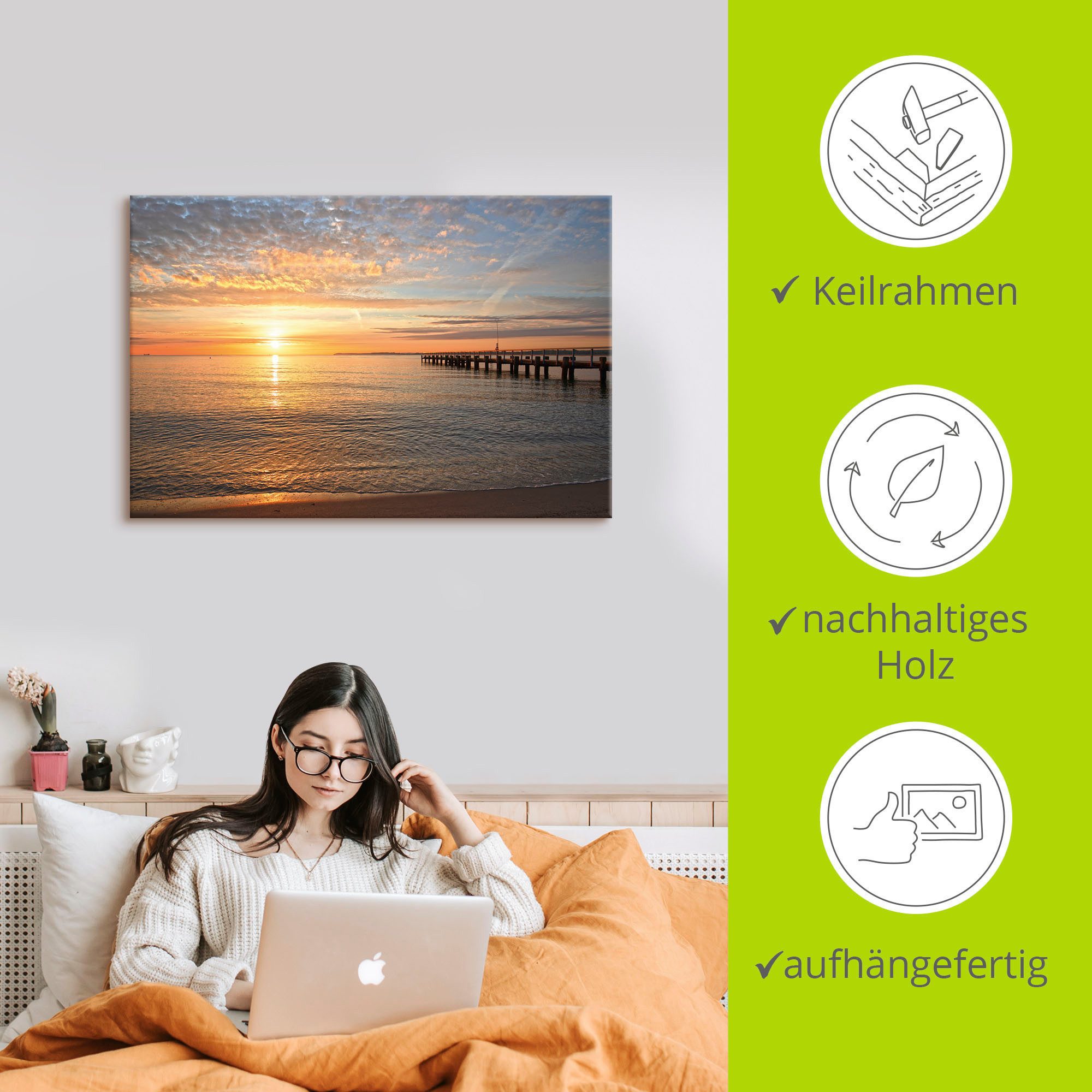 Artland Artprint ‘s Morgens vroeg aan de Oostzee als artprint van aluminium, artprint voor buiten, artprint op linnen, poster, muursticker