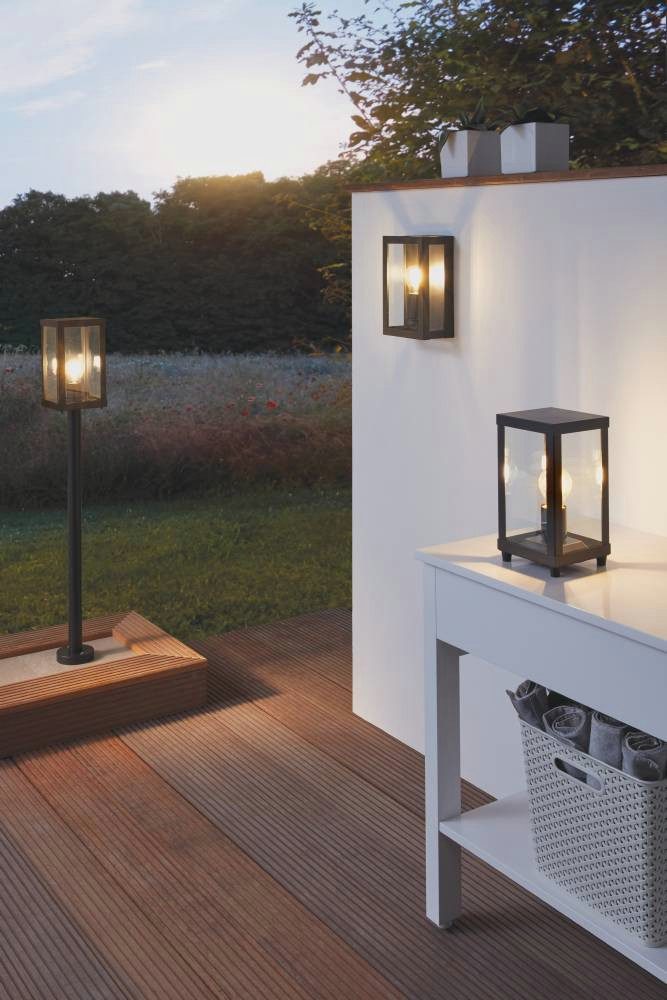 EGLO Wandlamp voor buiten ALAMONTE 1 zwart / l17 x h26 x b26 cm / spatwaterdicht / rustiek