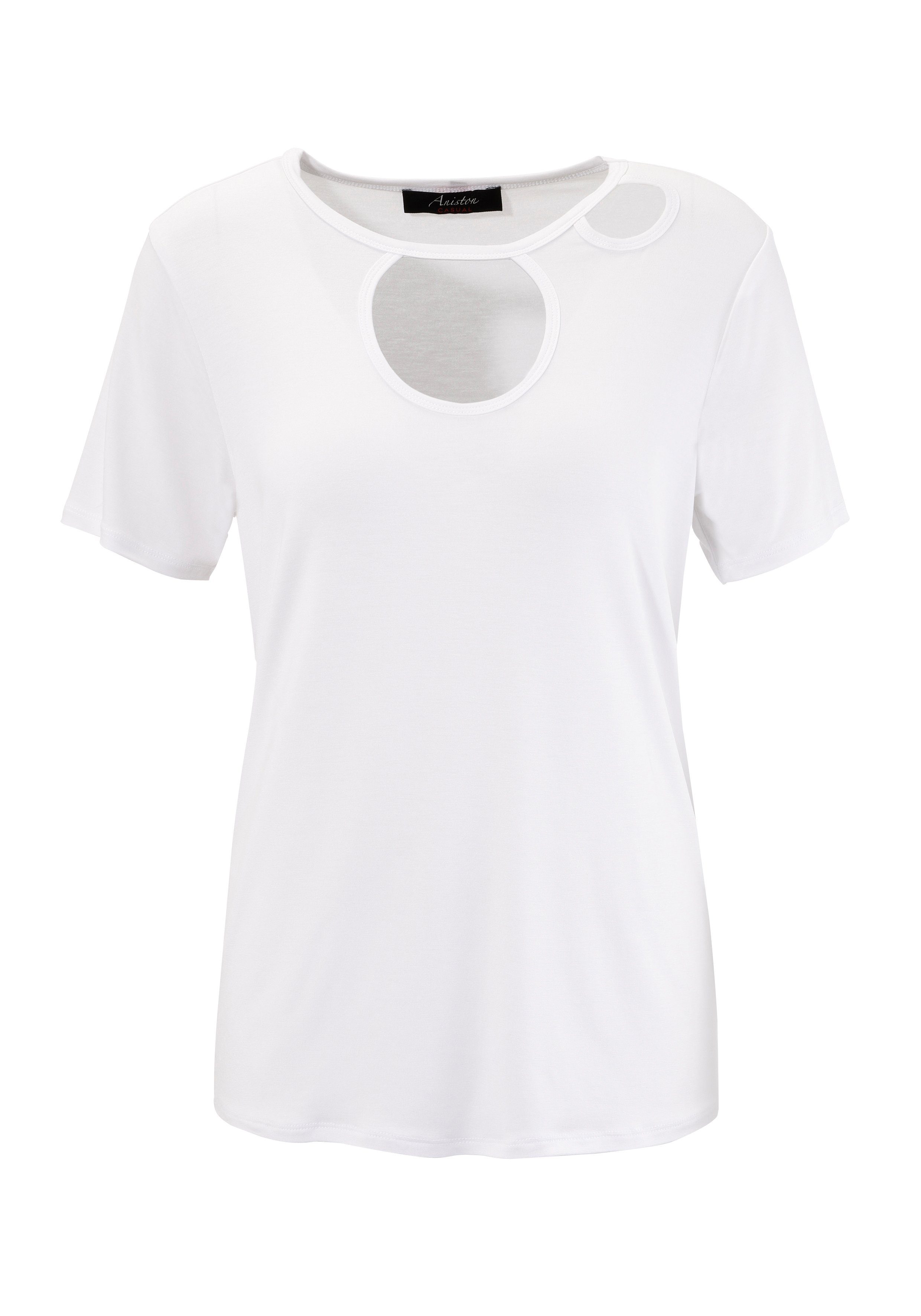 Aniston CASUAL T-shirt met trendy cut-outs aan de voorkant nieuwe collectie
