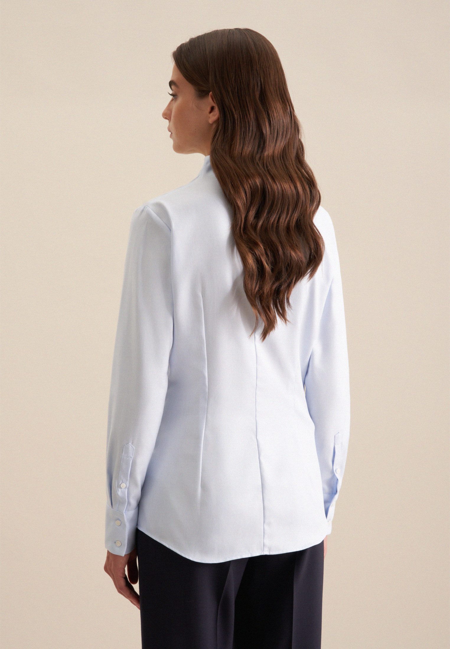 seidensticker Klassieke blouse Zwarte roos Lange mouwen kraag uni