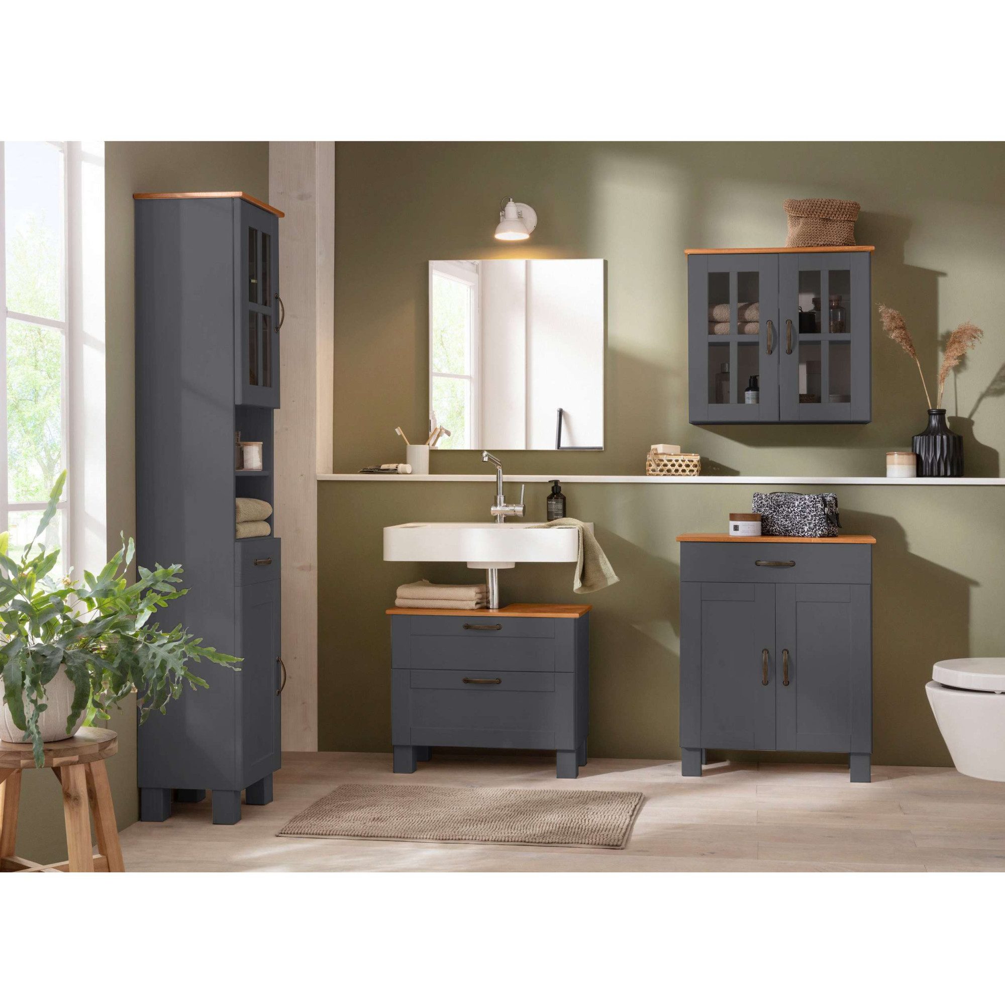Home affaire Hangend kastje Rodby Massief, FSC®-gecertificeerd hout, grepen metaal, breedte 60 cm, hoogte 60 cm
