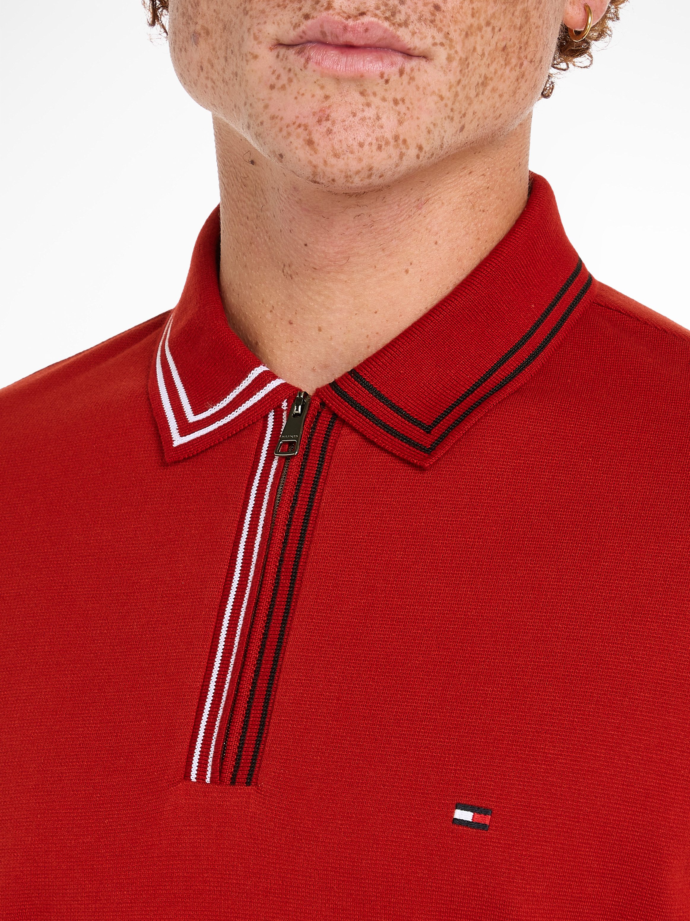 Tommy Hilfiger Poloshirt RWB ZIP PLACKET TIPPING REG POLO met contrasterende strepen aan de kraag