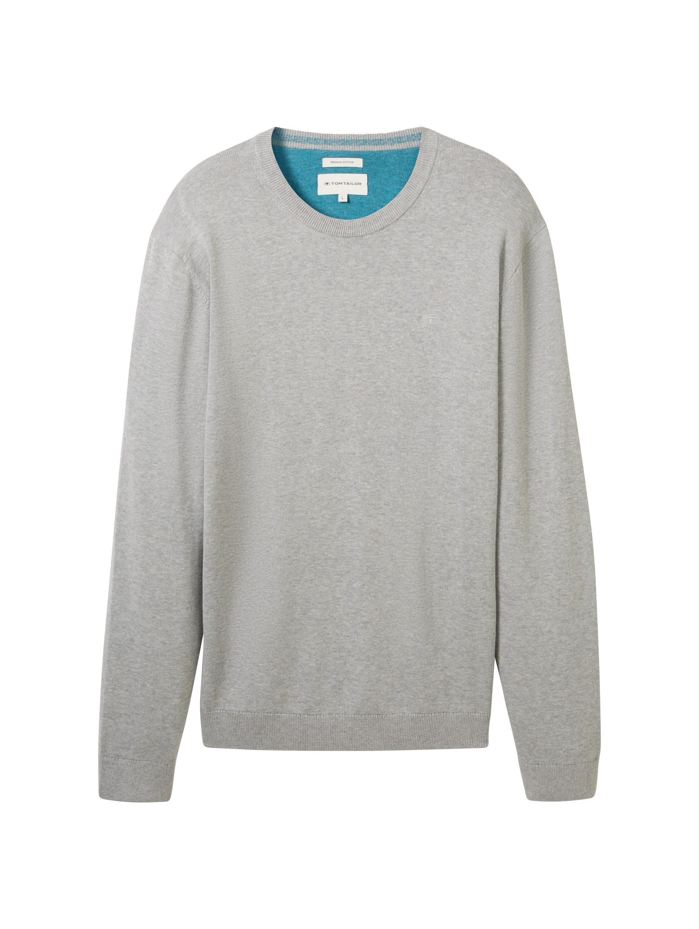 Tom Tailor Trui met ronde hals met geborduurd logo