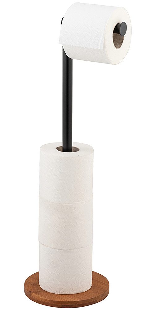 WENKO Toiletrolhouder Model 2-in-1 Serro voor plaatsing van 4 toiletpapierrollen, bamboe plaat wc-accessoires bruin