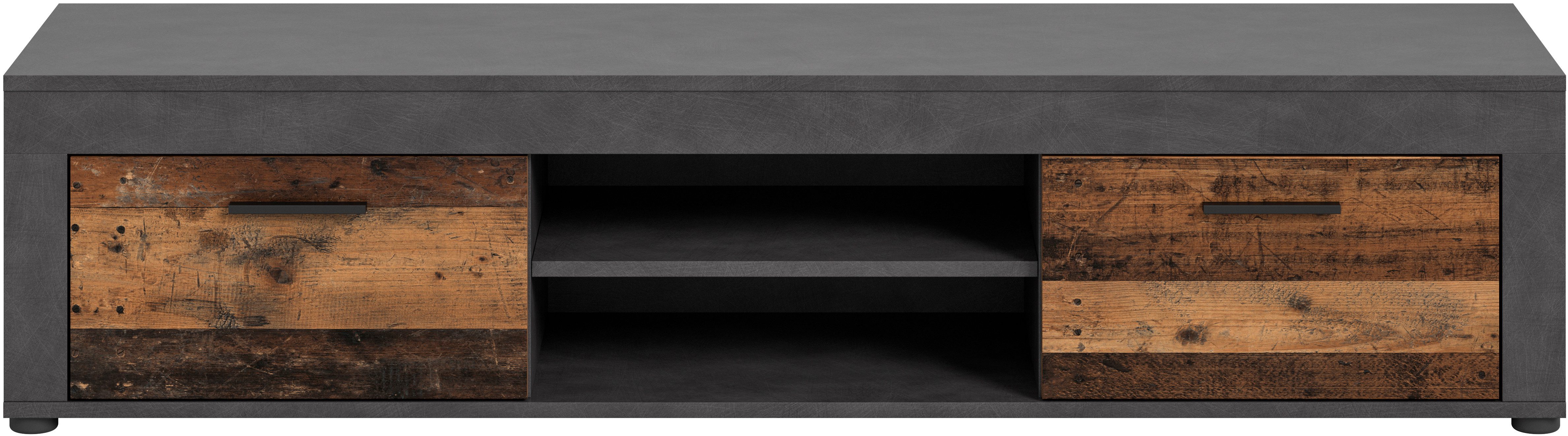 INOSIGN Tv-meubel Aosta, breedte 160 cm, in verschillende kleuruitvoeringen met 2 kleppen en 2 open vakken, tv-bord, mediabord, tv-meubel