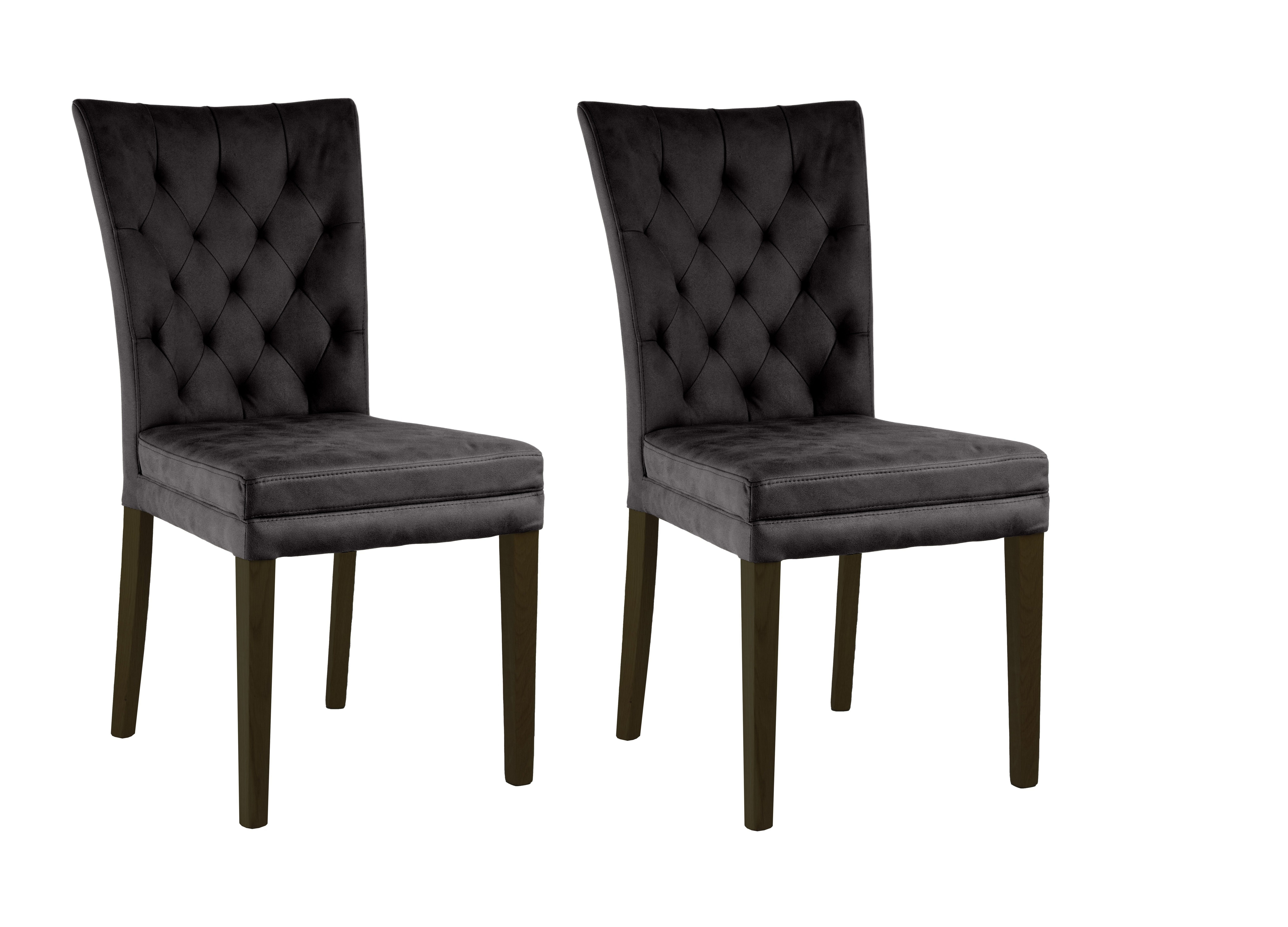 Home affaire Stoel met 4 poten Colorado prettige bekleding, frame massief hout wengé of naturel-eiken (set, 2 stuks) houten stoelen zwart