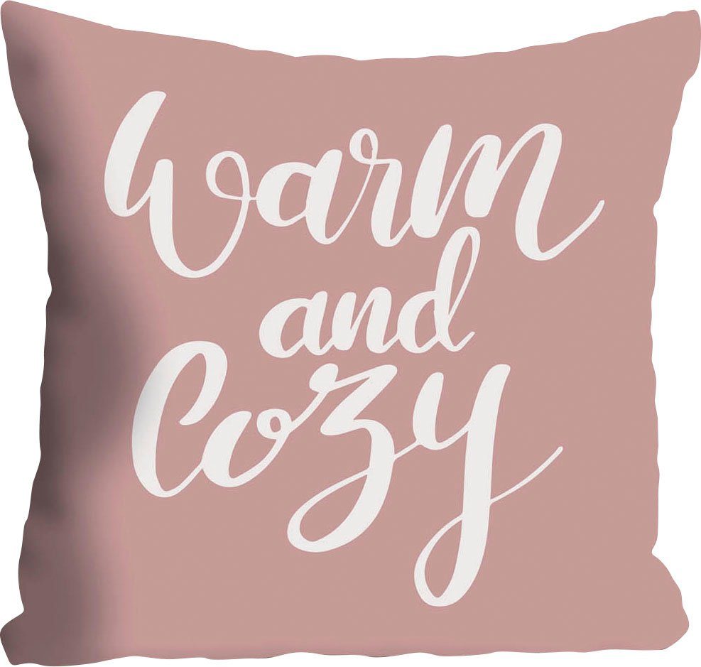 queence Sierkussen Warm and Cozy met opschrift, kussenovertrek zonder vulling(1 stuk)