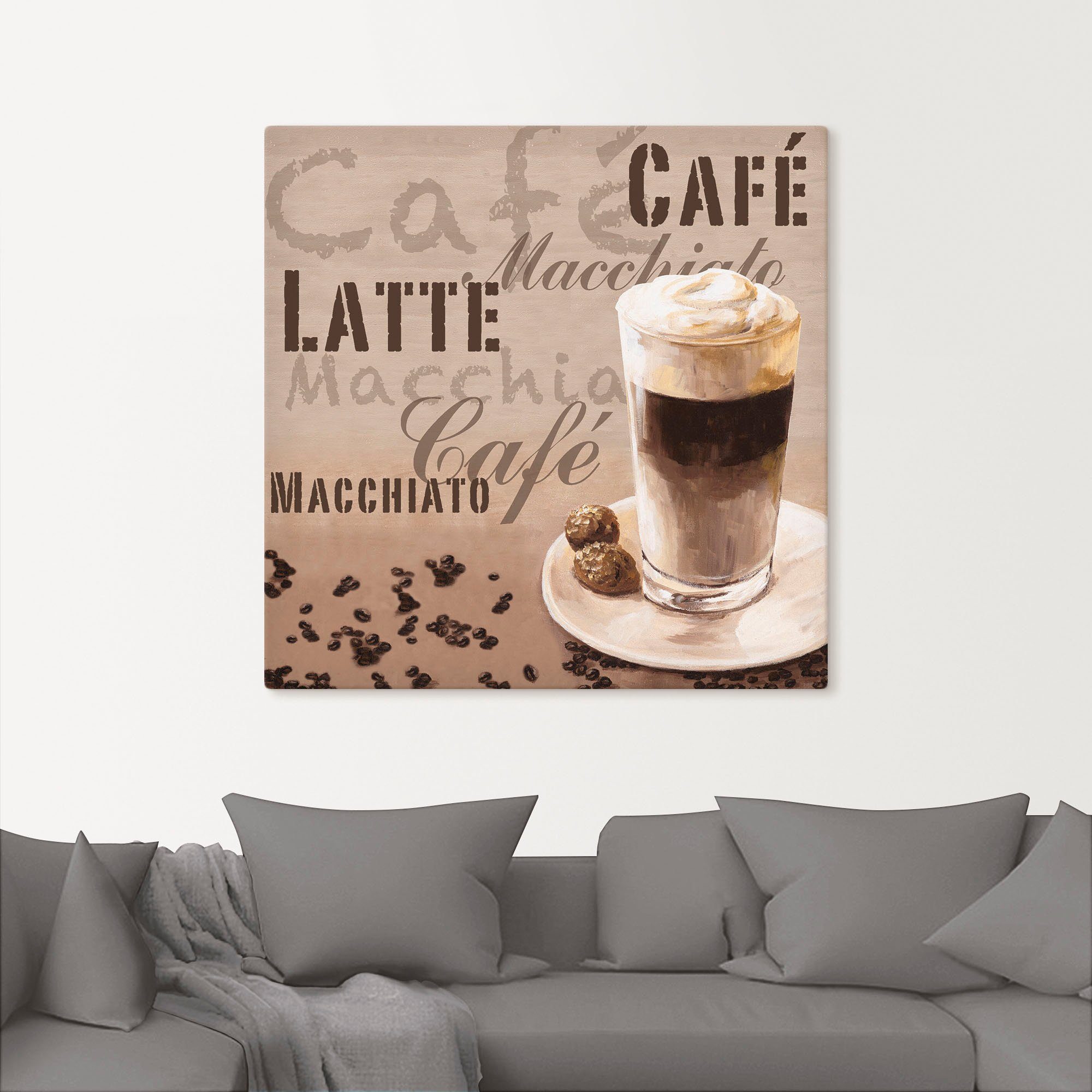 Artland Artprint Koffie - latte macchiato als artprint op linnen, muursticker in verschillende maten