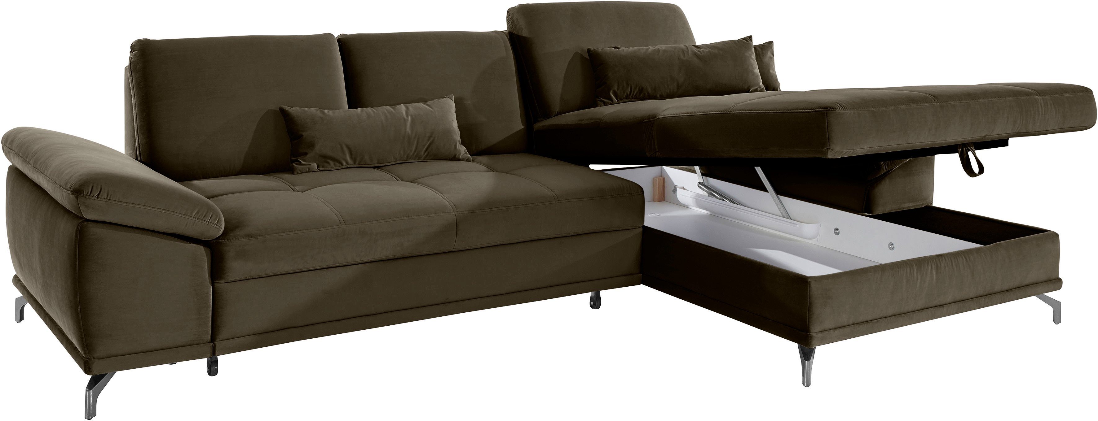 Places of Style Hoekbank Costello L-vorm, met zitdiepteverstelling, armleuningverstelling en