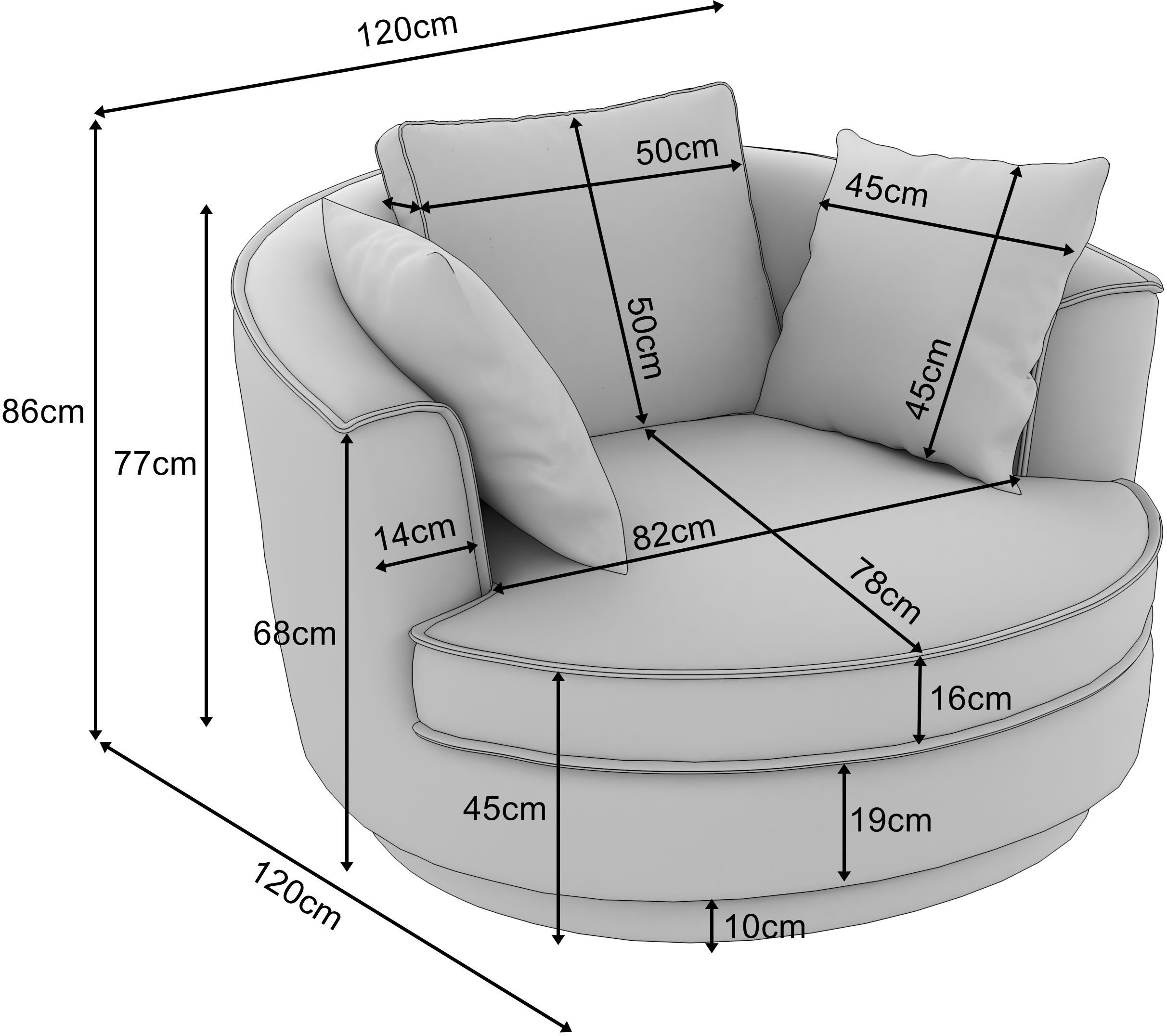 Leonique Draaibare fauteuil MAISIE, Love Seat XXL, leesfauteuil BIG- Zetel in MEGA CORD en geweven velours, 360 graden draaibaar