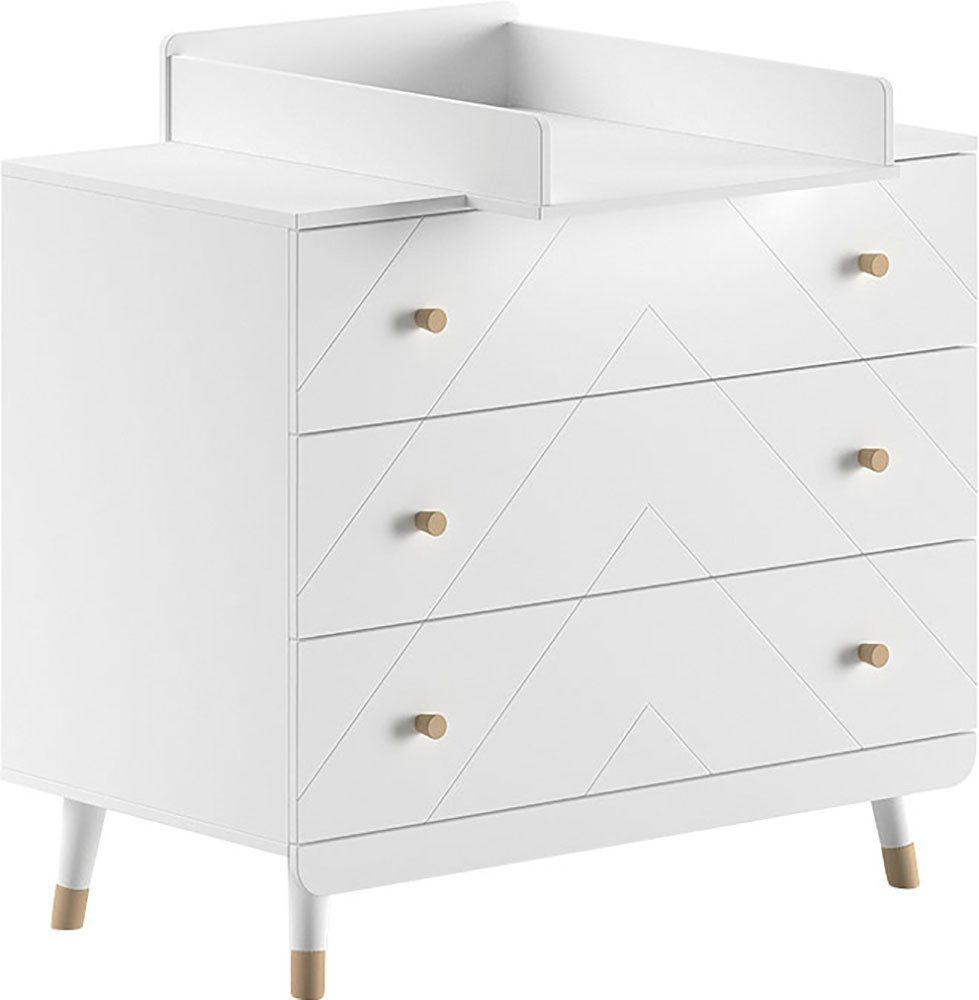 Vipack Babymeubelset 4-delig biedt alles voor uw kinderkamer, afwerking satin wit gelakt