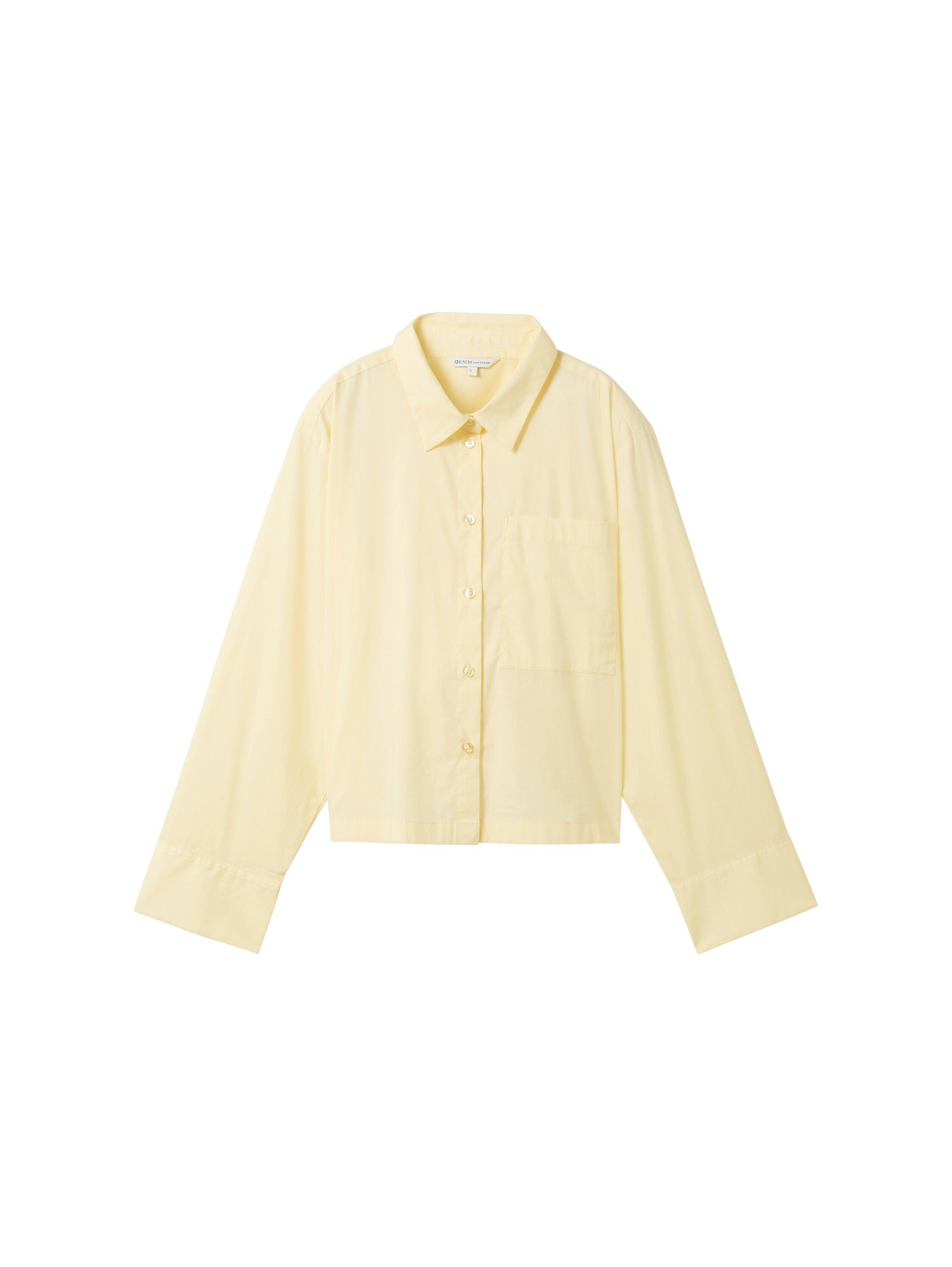 Tom Tailor Denim Overhemdblouse met kellerplooi in oversized-look en extra kort