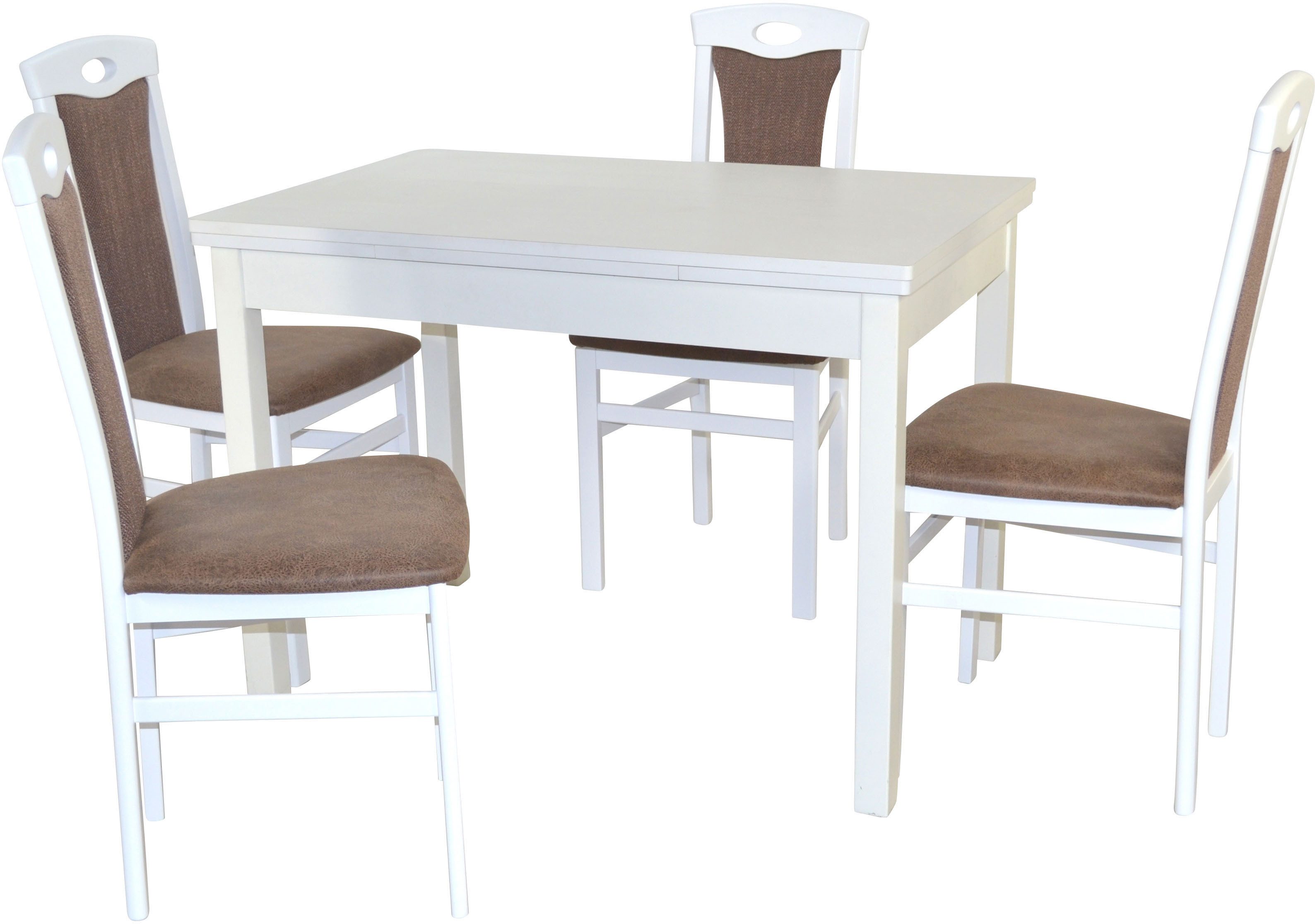HOFMANN LIVING AND MORE Eethoek 5-delige eethoek Stoelen voorgemonteerd (voordeelset, 5-delig) eethoeken bruin