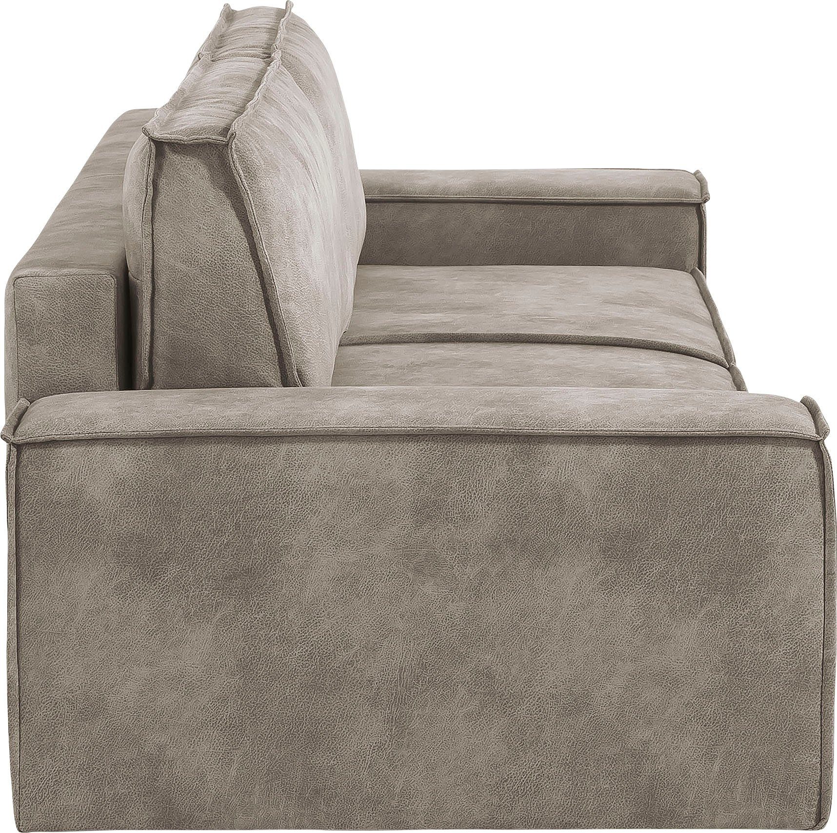 Home affaire 3-zitsbank SHERWOOD slaapbank (257 cm) ribfluweel, velours, vintage lederlook
