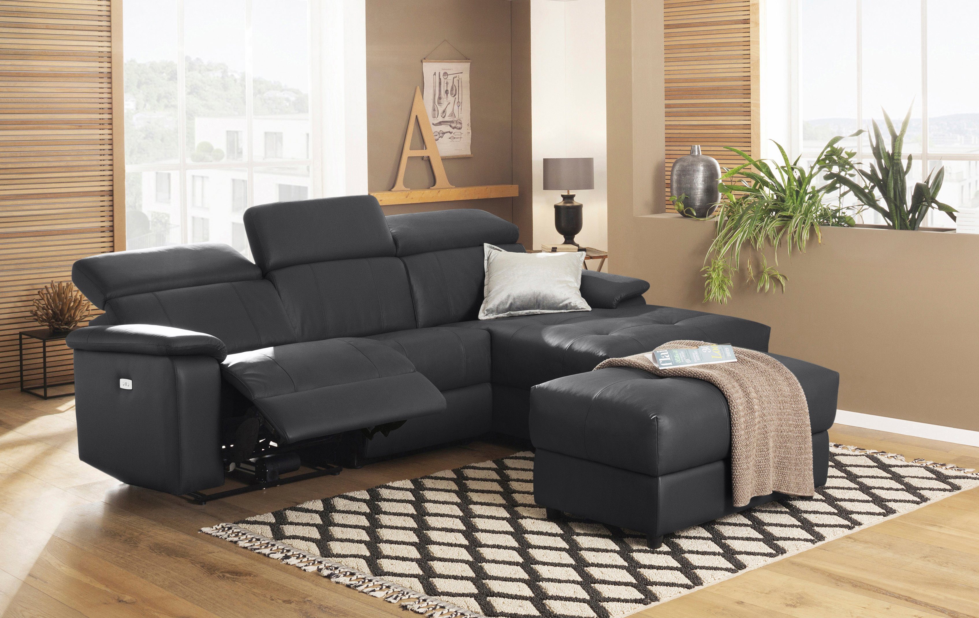 Home affaire Hoekbank Binado, L-vorm, met handmatige of elektrische relaxfunctie met usb-aansluiting