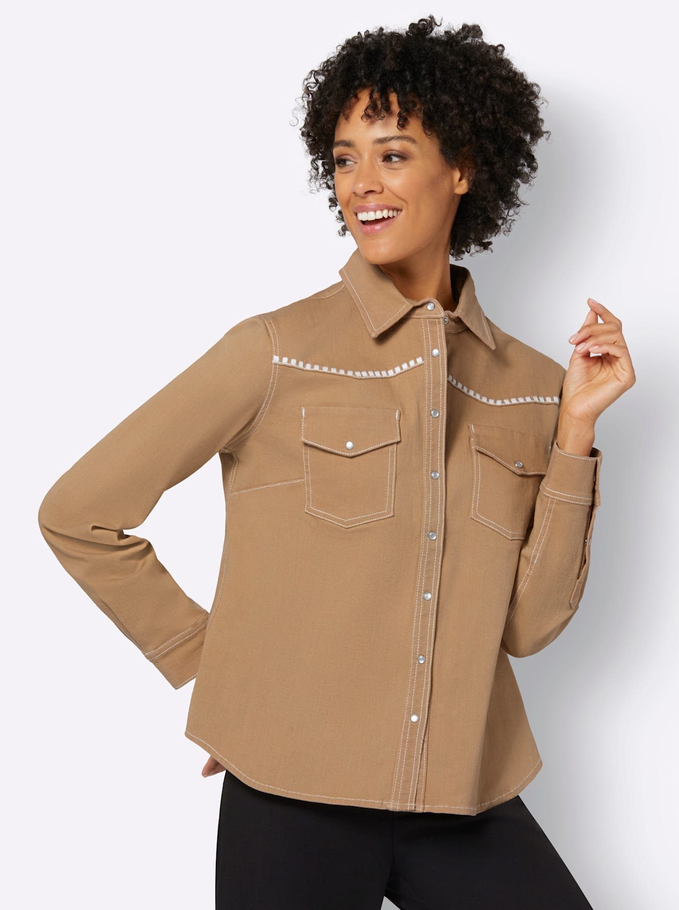 Casual Looks Jeans blouse dames spijkerblouses maat 46 bruin