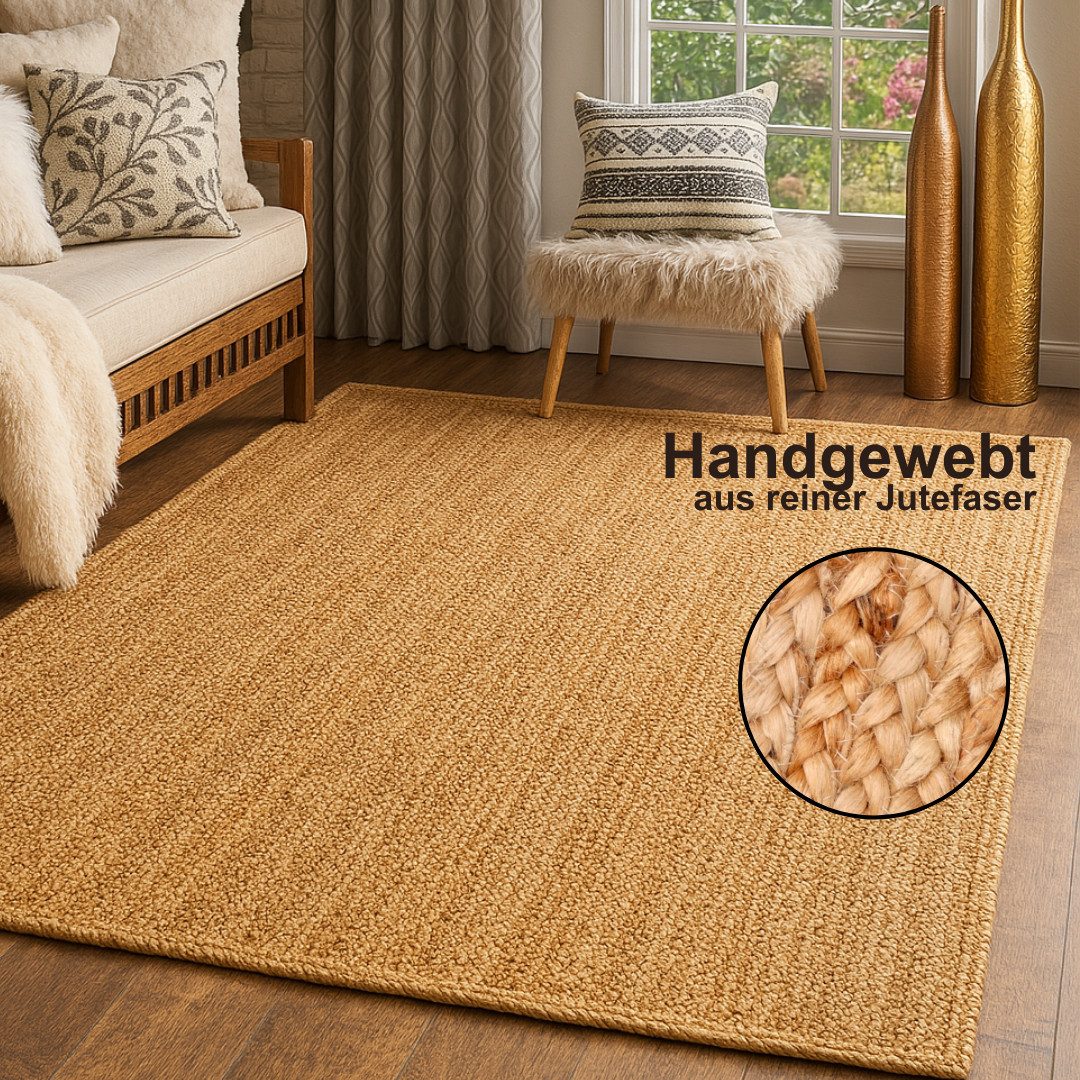Myflair Möbel & Accessoires Loper Lola Jute tapijt, omkeerbaar tapijt, handgeweven, 100% natuurlijke vezel, Boho-stijl
