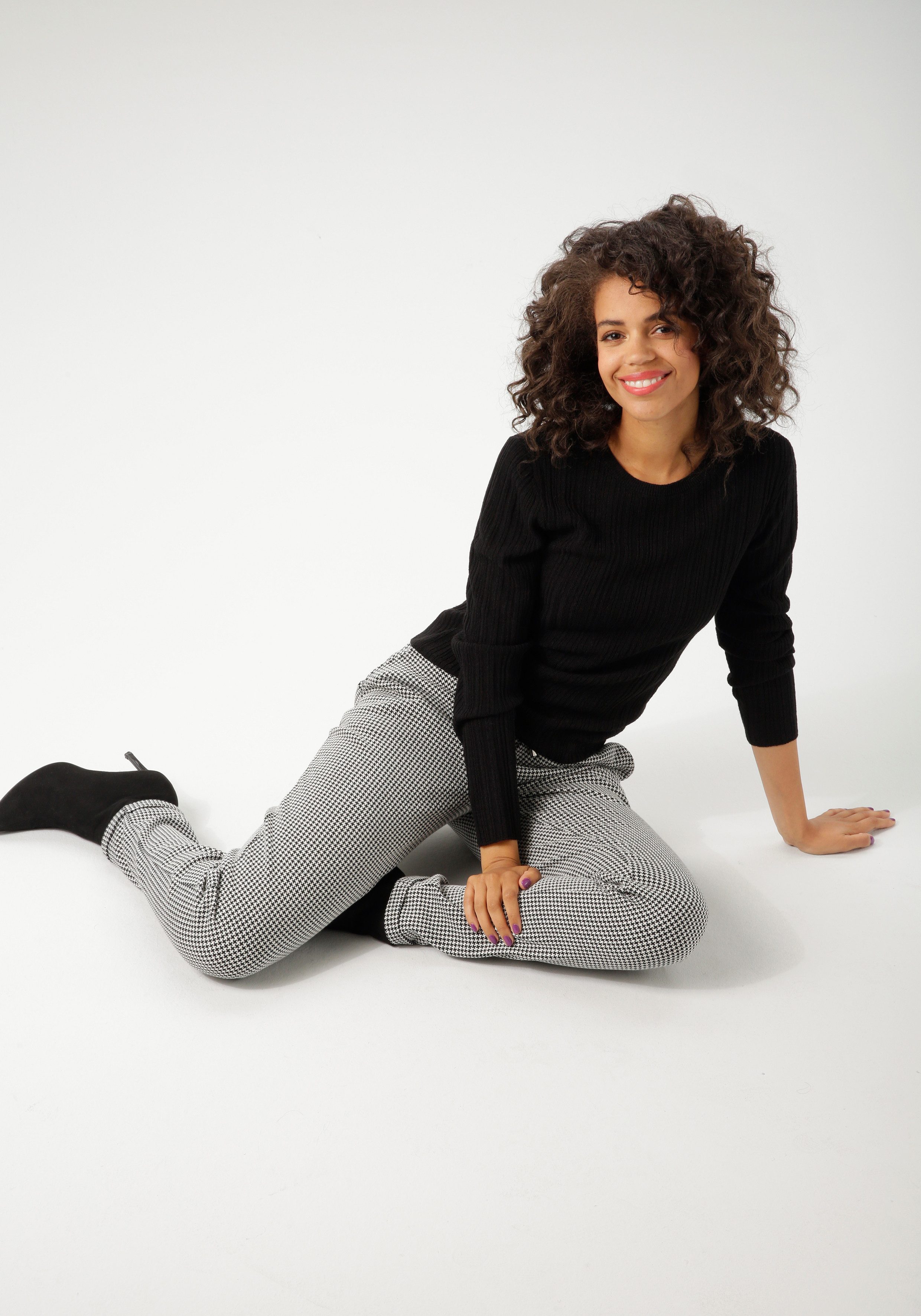 Aniston CASUAL Gebreide trui in ribbelpatroonmix - nieuwe collectie